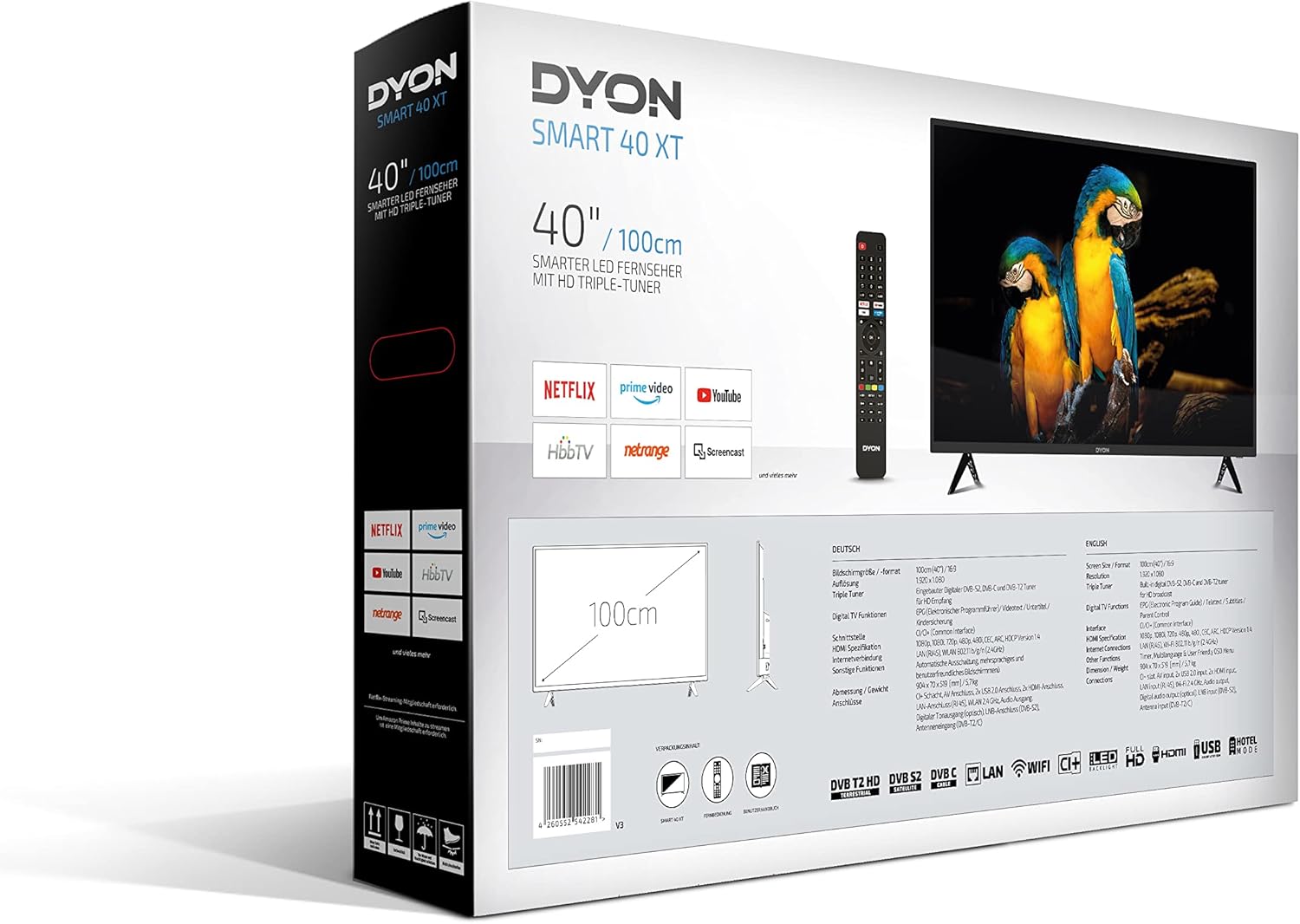 DYON Smart 43 VX – 43 Zoll Full HD Smart TV mit Triple Tuner, App Store & Streaming-Diensten