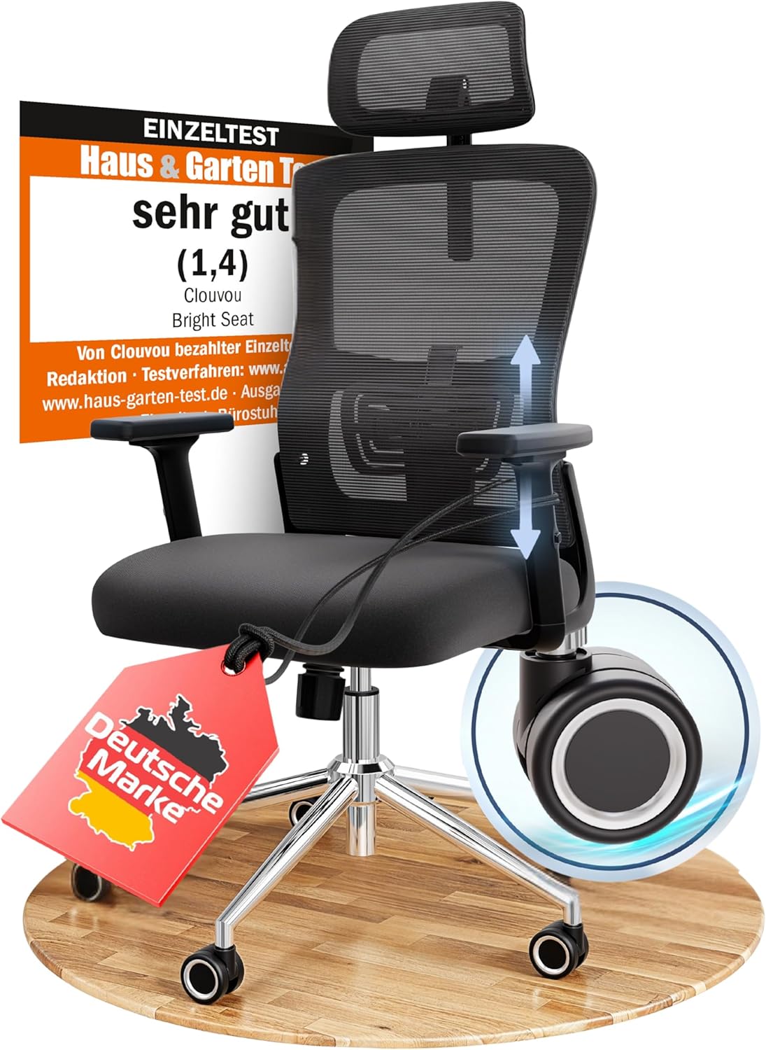 CLOUVOU CleverSeat Ergonomic Office Chair [Test Winner] Desk Chair 100% Individually Adjustable Office Chair & Gaming Chair Computer Chair Home Office Chair Ergonomic Swivel Chair 150 kg