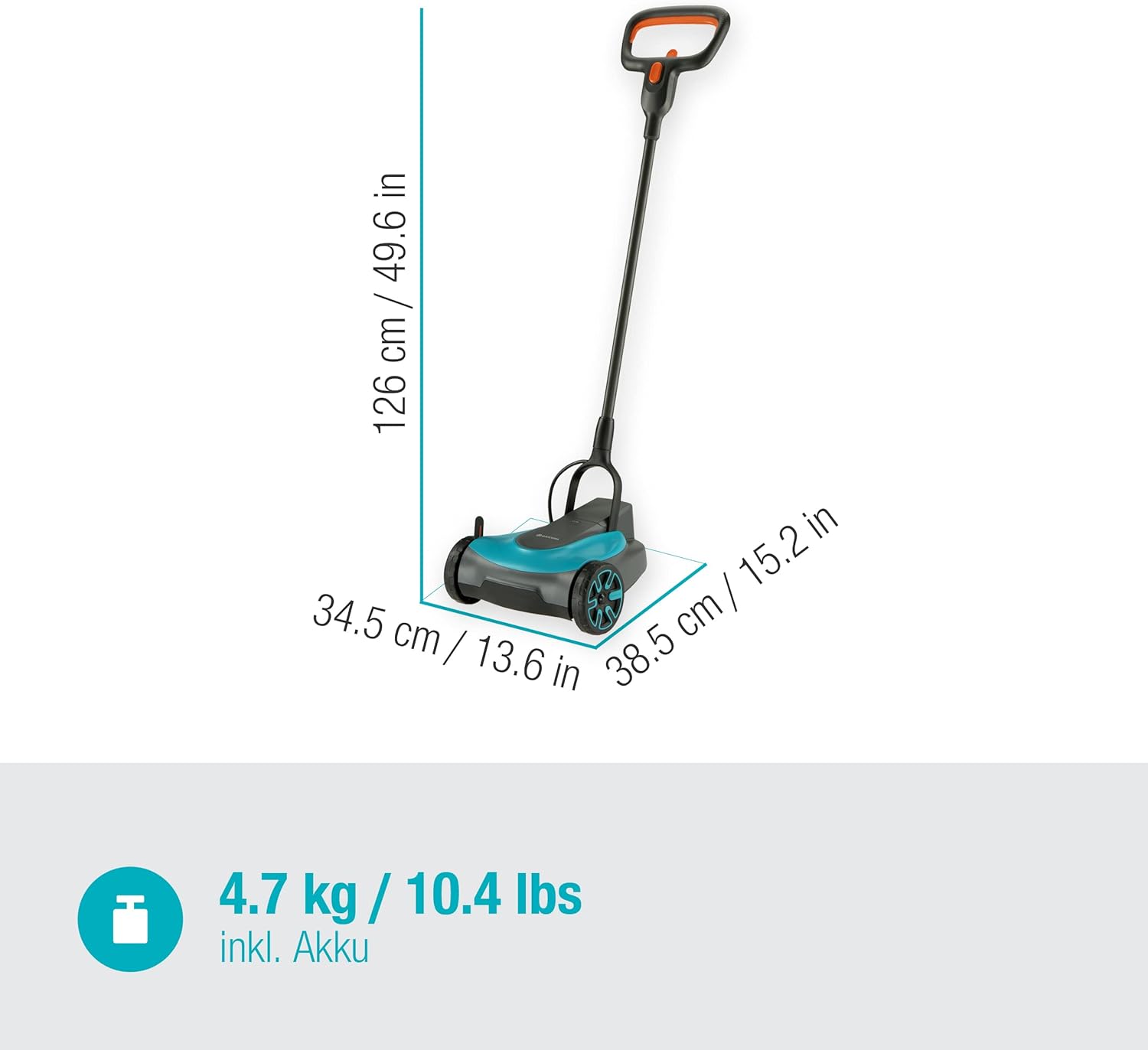 Gardena Akku-Rasenmäher HandyMower 22/18V P4A – Leicht, Effizient & Akku-betrieben für kleine Gärten bis 50 m², Mulchfunktion, Einstellbare Schnitthöhe, Inkl. 18V P4A Akku & Ladegerät