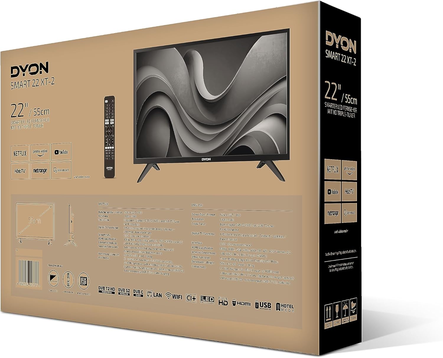 DYON Smart 43 VX – 43 Zoll Full HD Smart TV mit Triple Tuner, App Store & Streaming-Diensten