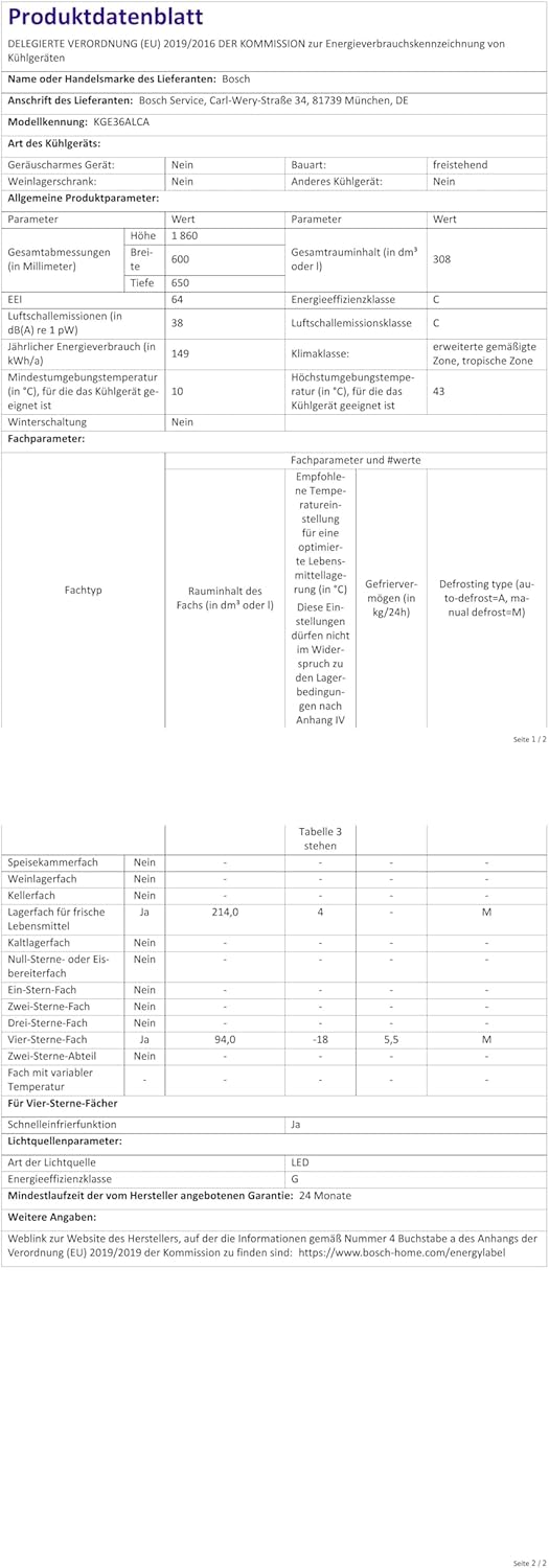 Bosch KGN39AIAT Serie 6 – 260 L Kühlraum, 103 L Gefrierfach, NoFrost & VitaFresh XXL