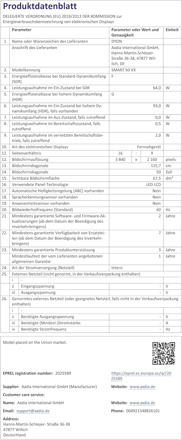 DYON Smart 43 VX – 43 Zoll Full HD Smart TV mit Triple Tuner, App Store & Streaming-Diensten