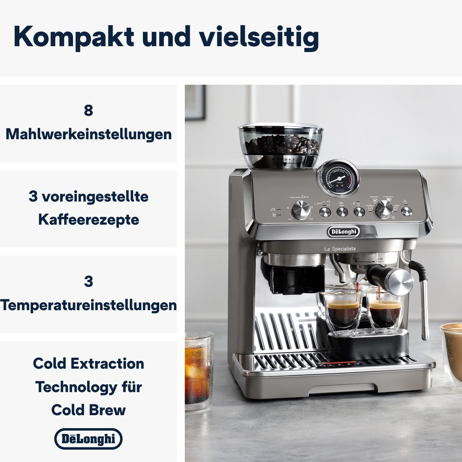 De’Longhi La Specialista Arte EC9155.MB – Siebträgermaschine, 15 Bar, 1300 W