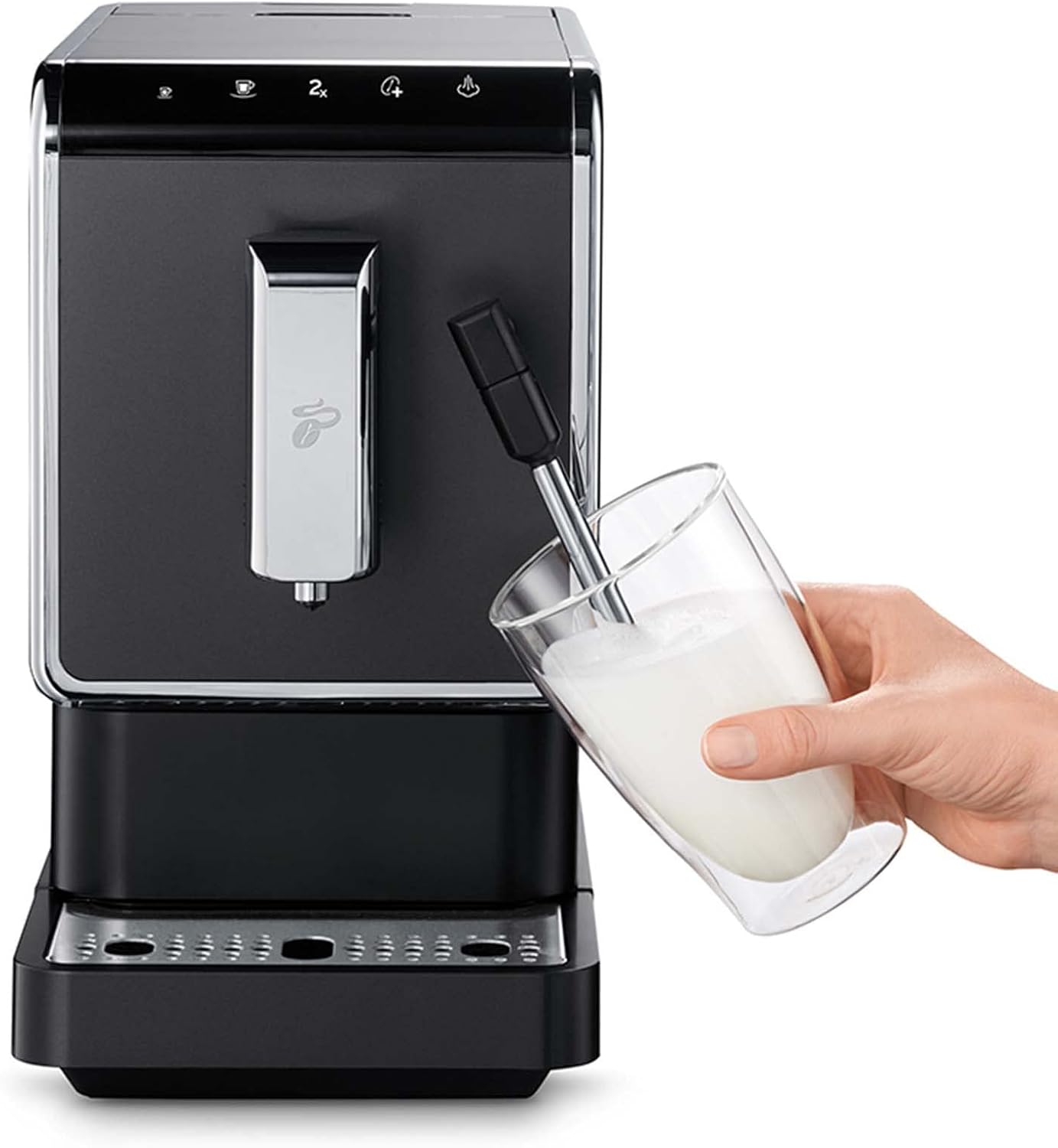 Tchibo Esperto Latte – Milchaufschäumer, Caffè Crema & Espresso, Kompakt Anthrazit