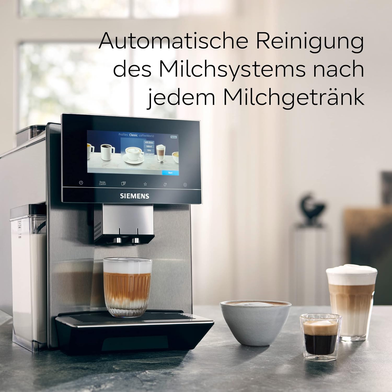 Siemens EQ900 TQ903D03 Kaffeevollautomat – 1500 W, Full-Touch-Display, App-Steuerung