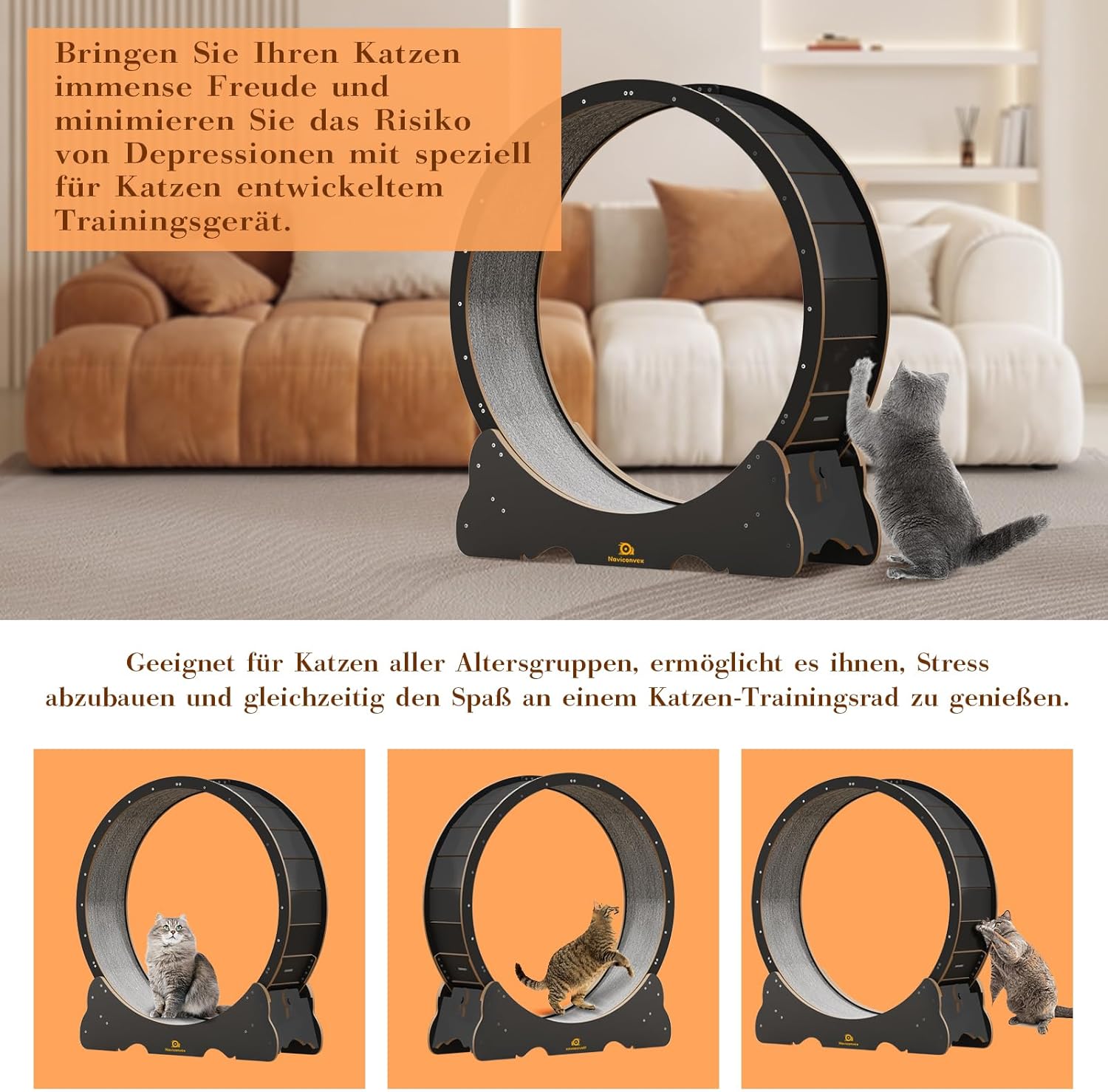 Naviconvex Katzen-Laufrad XXL – Ø 135 cm