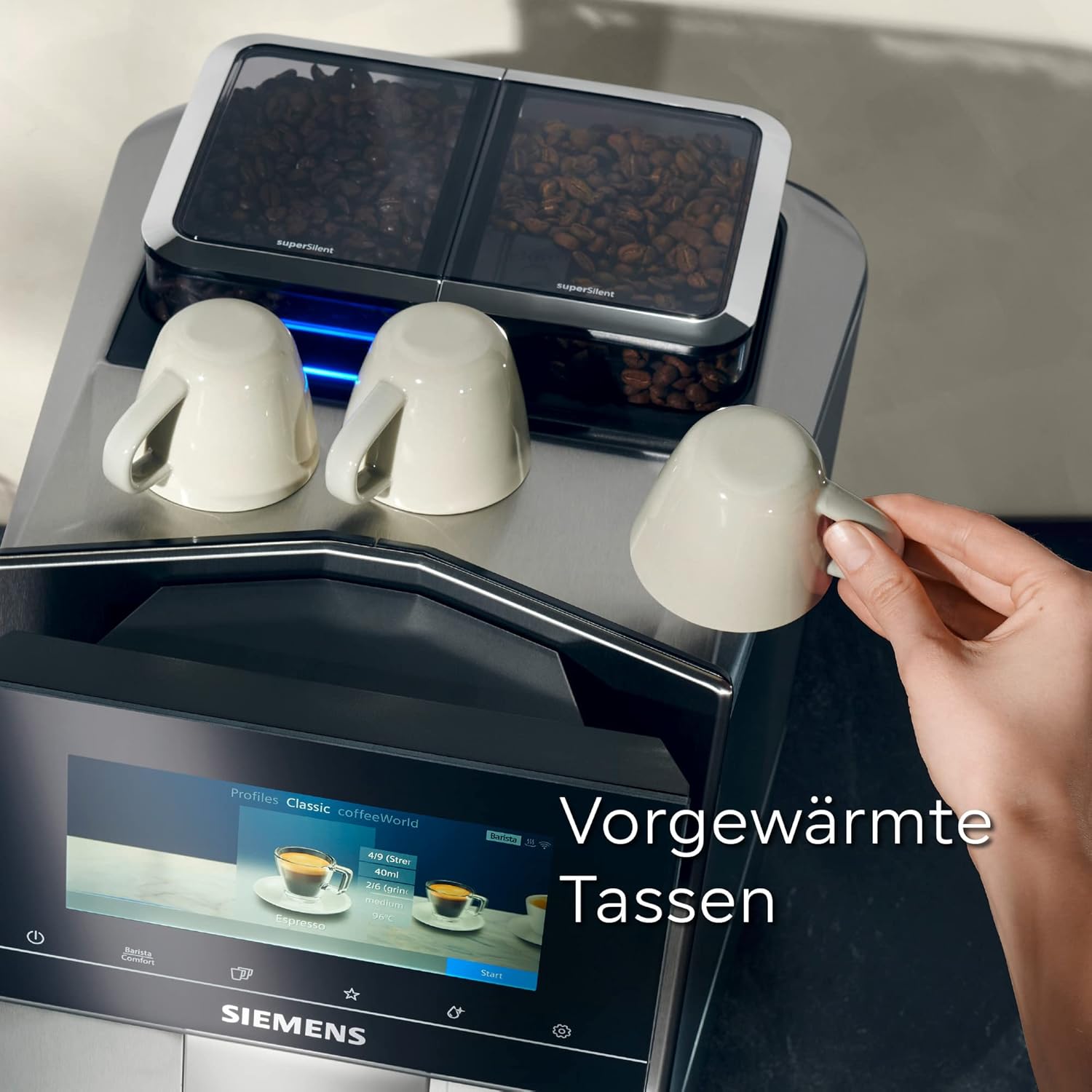 Siemens EQ900 TQ903D03 Kaffeevollautomat – 1500 W, Full-Touch-Display, App-Steuerung
