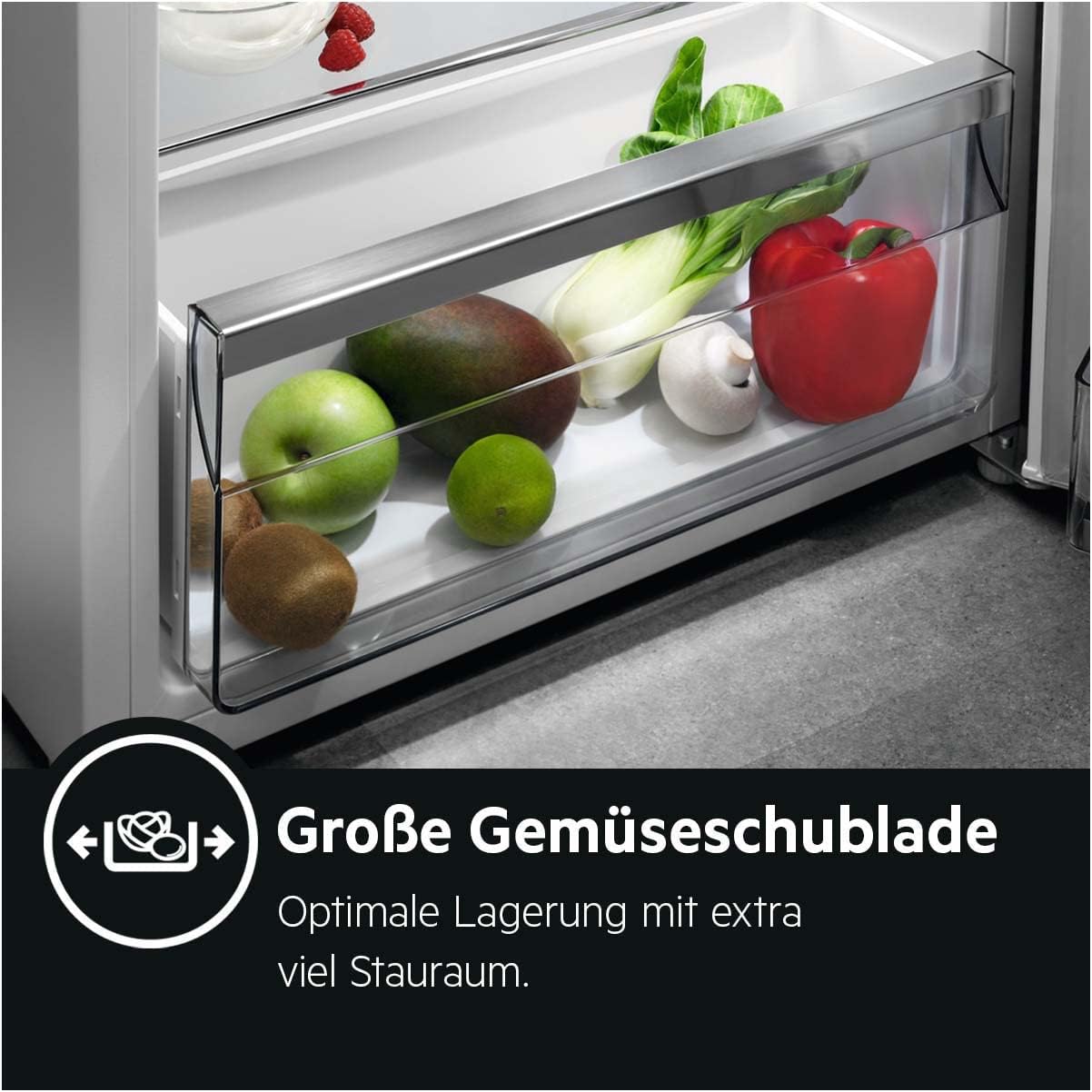 AEG RDB424E1AX Kühlautomat Serie 5000 – 206 L, Gefrierfach oben, Edelstahl-Look mit Anti-Fingerprint