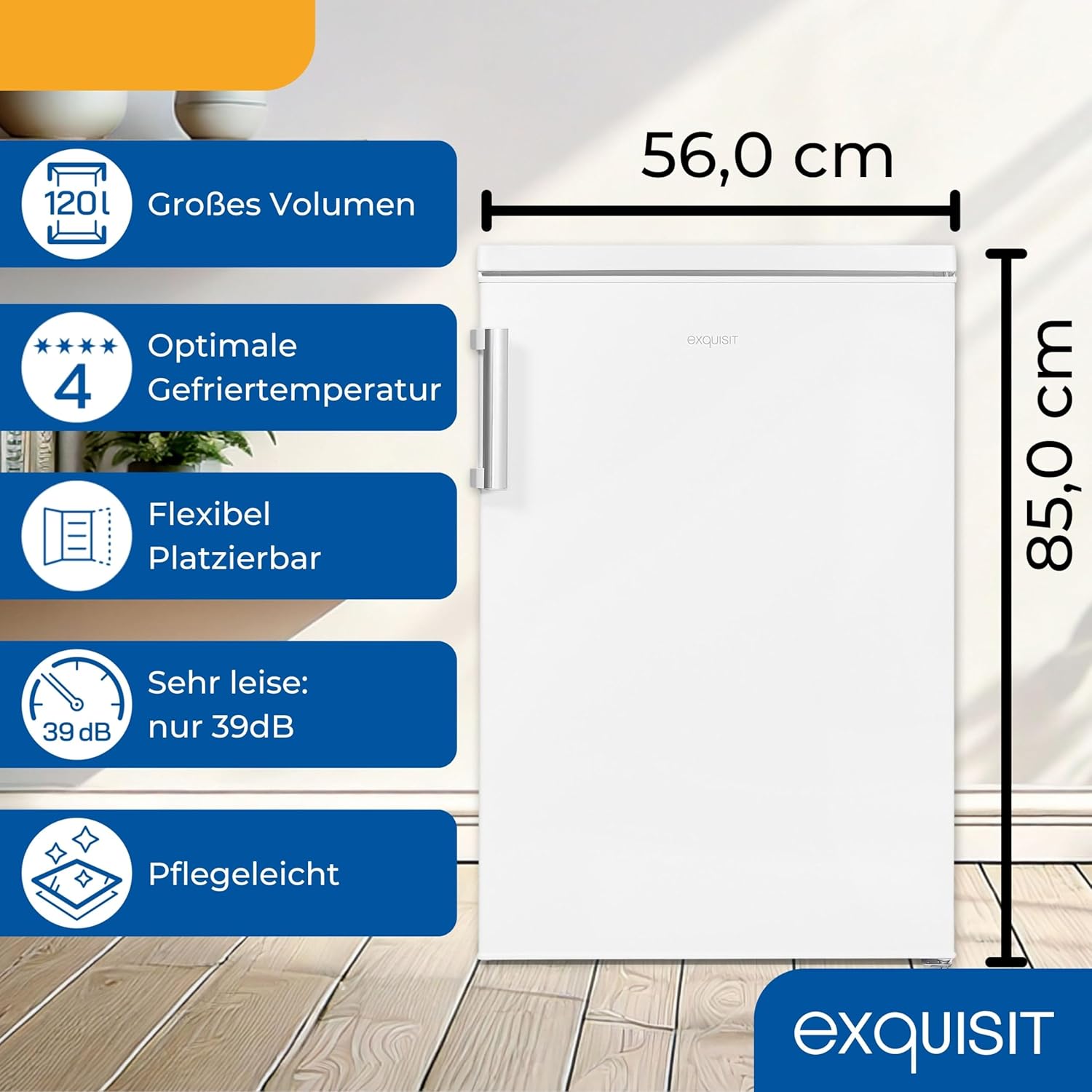 Exquisit KS516-4-H-010D Kühlschrank – 120 Liter, 4-Sterne-Gefrierfach, freistehend