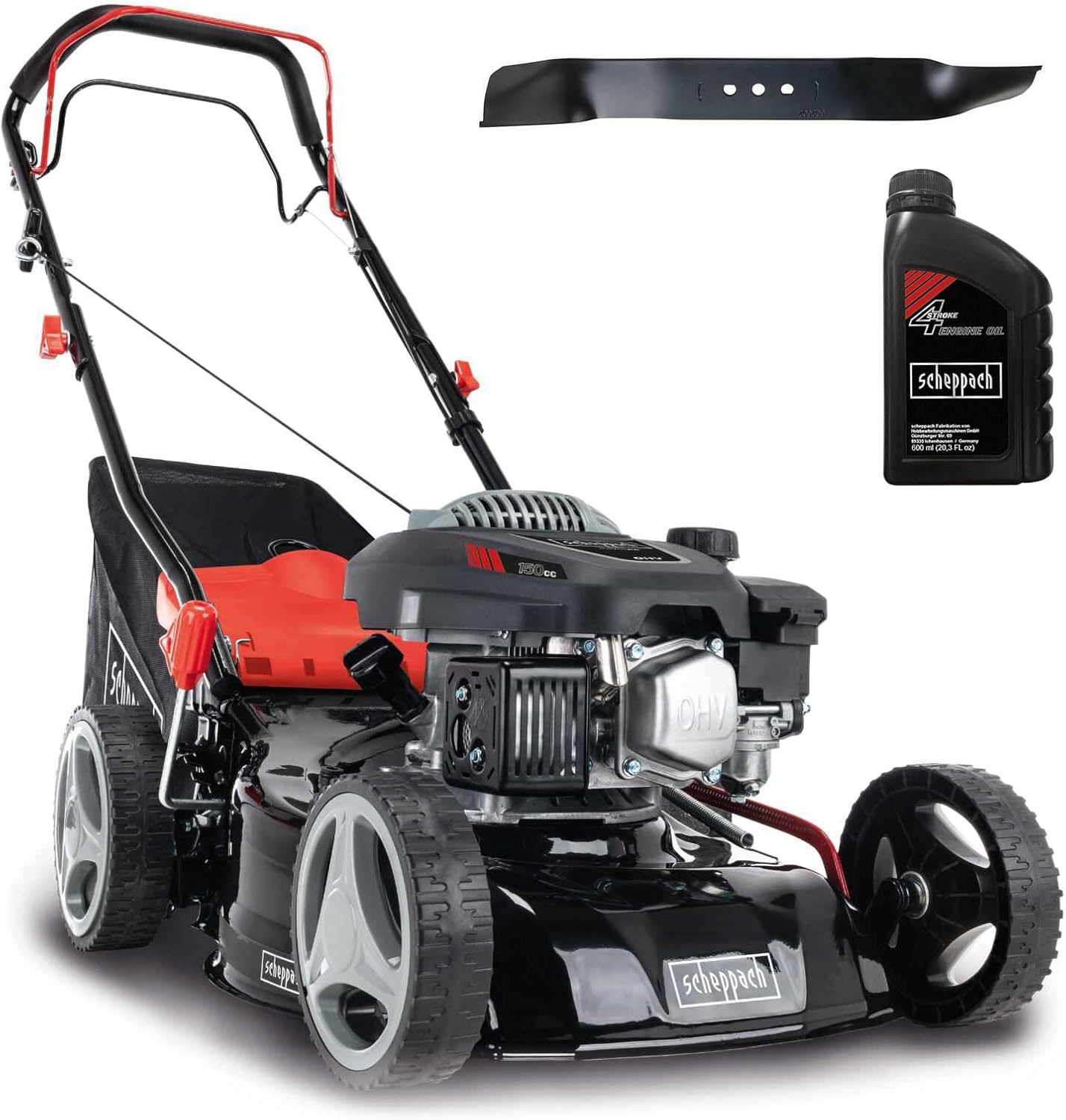 Scheppach MS150-42 Benzin-Rasenmäher – 3,7 PS, 42 cm, Mulch & Fangkorb