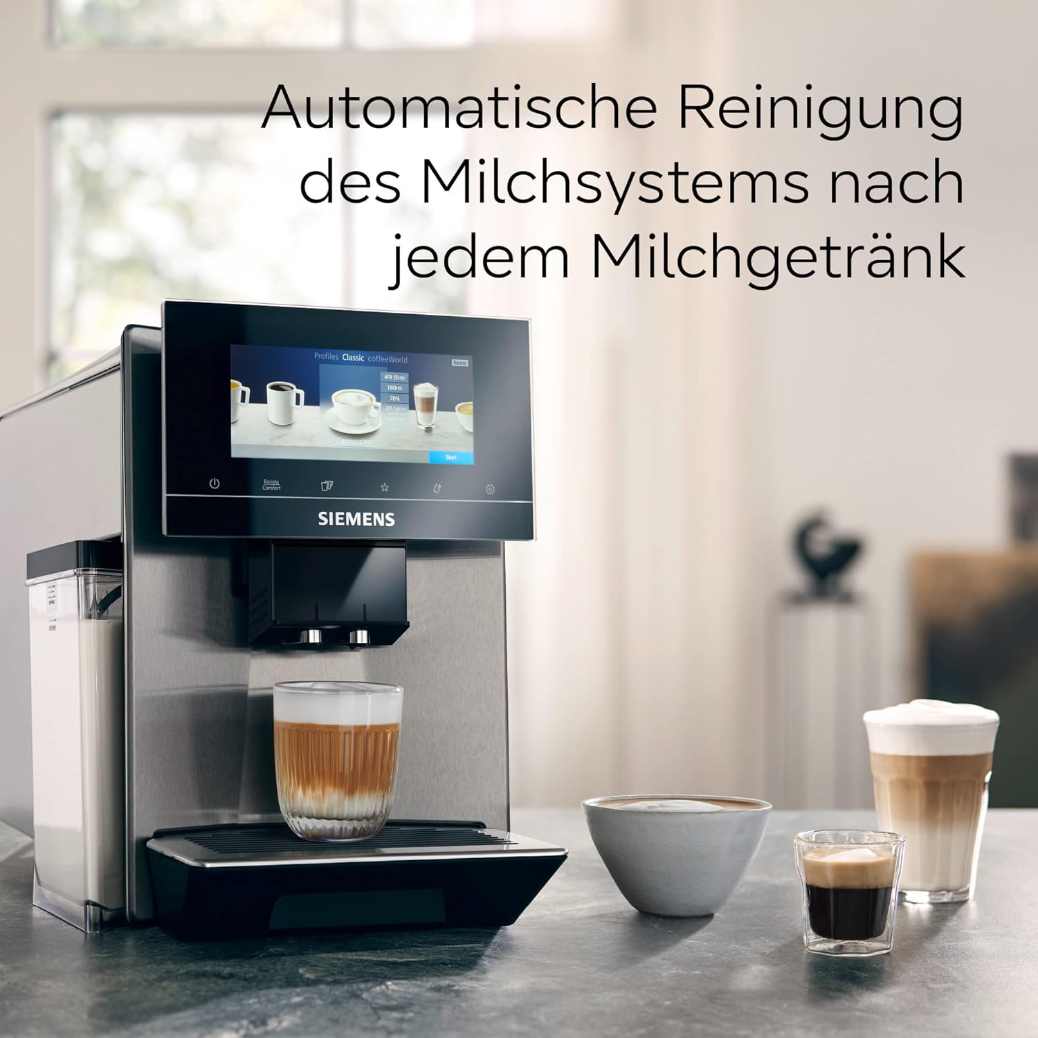 Siemens EQ900 TQ903D03 Kaffeevollautomat – 1500 W, Full-Touch-Display, App-Steuerung