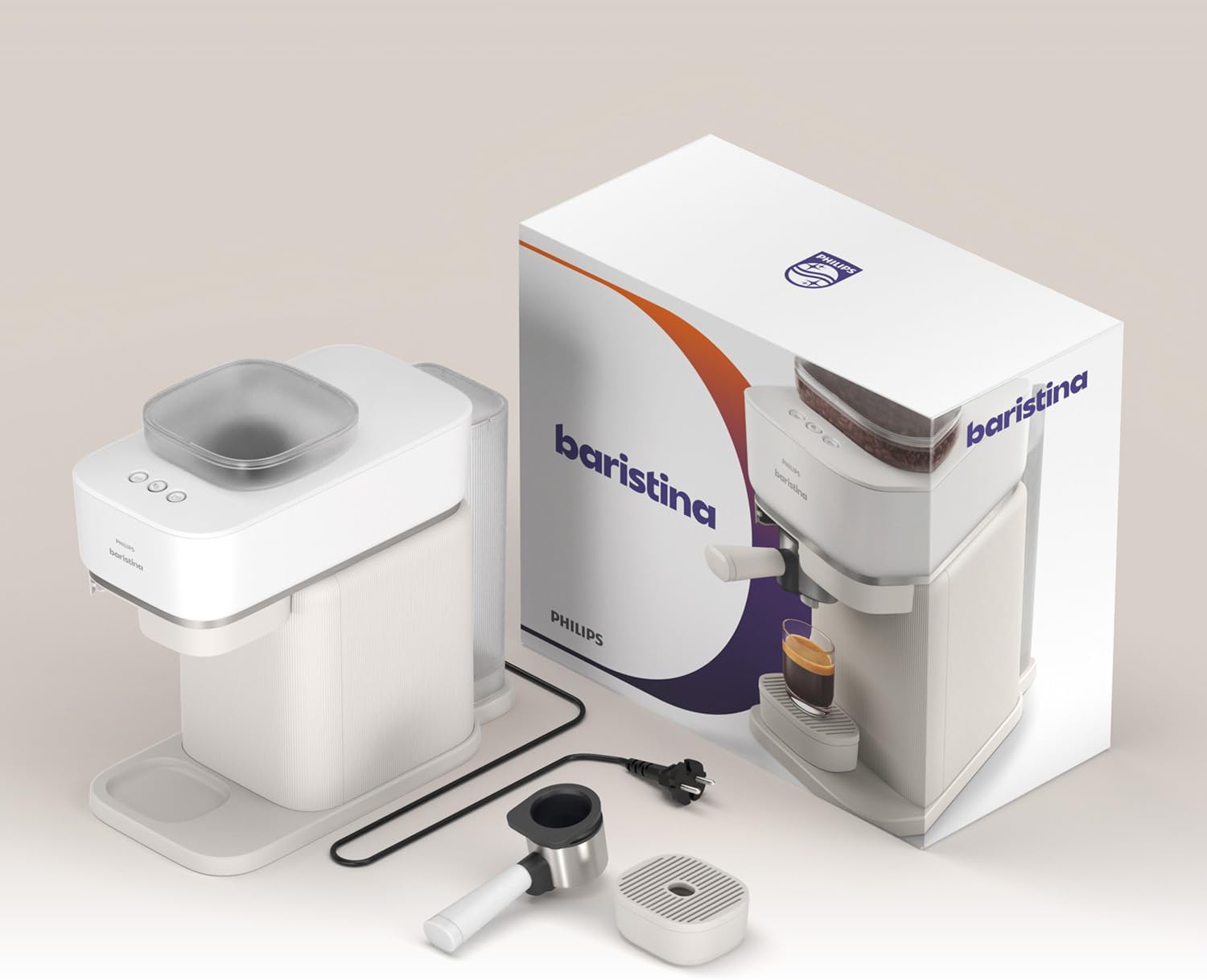 Philips Baristina BAR300/00 – 16 bar Pumpendruck, automatisches Mahlwerk, Café Crema & Espresso