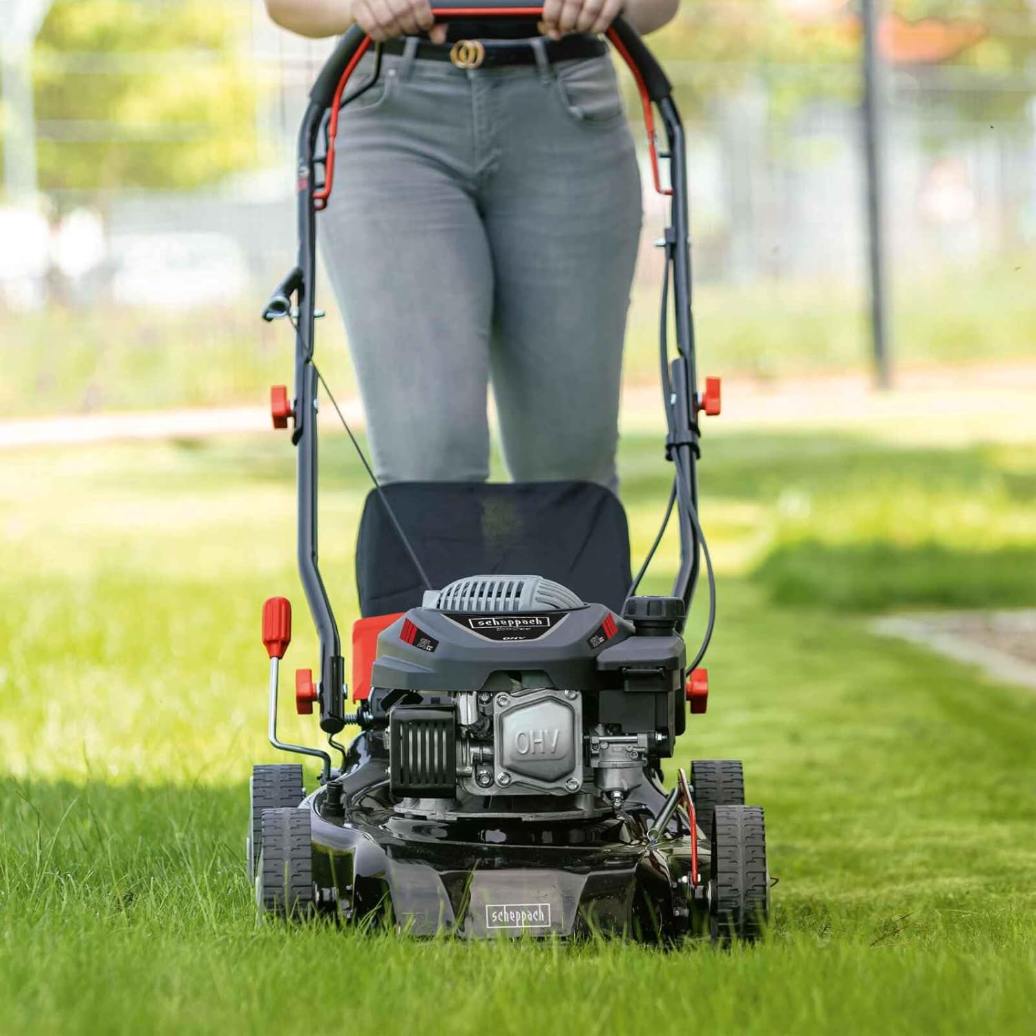 Scheppach MS150-42 Benzin-Rasenmäher – 3,7 PS, 42 cm, Mulch & Fangkorb