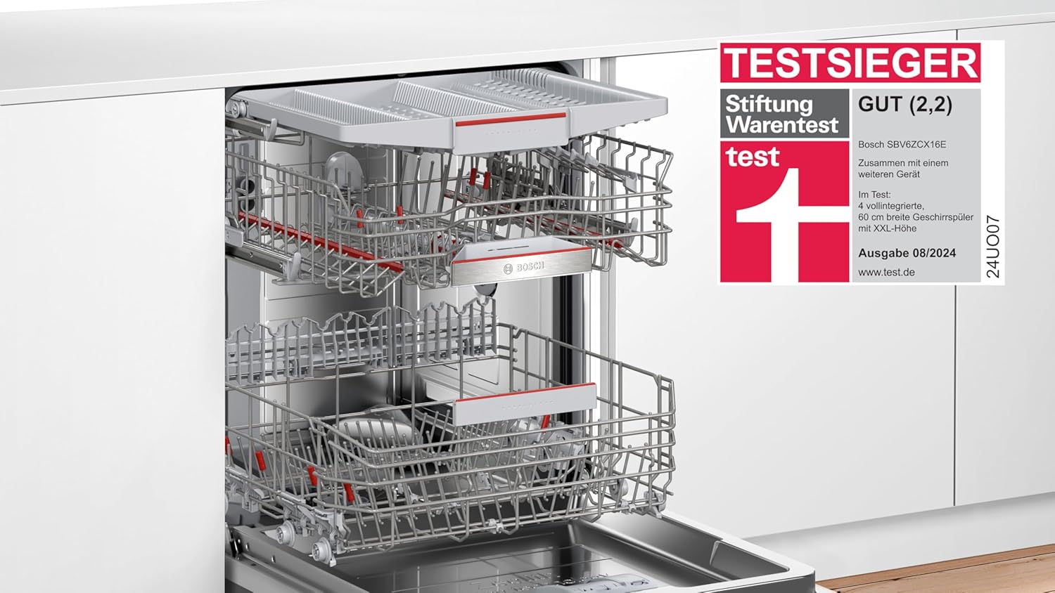 Bosch SMV4ETX08E Serie 4 – Vollintegriert 60 cm, Besteckkorb, Leise