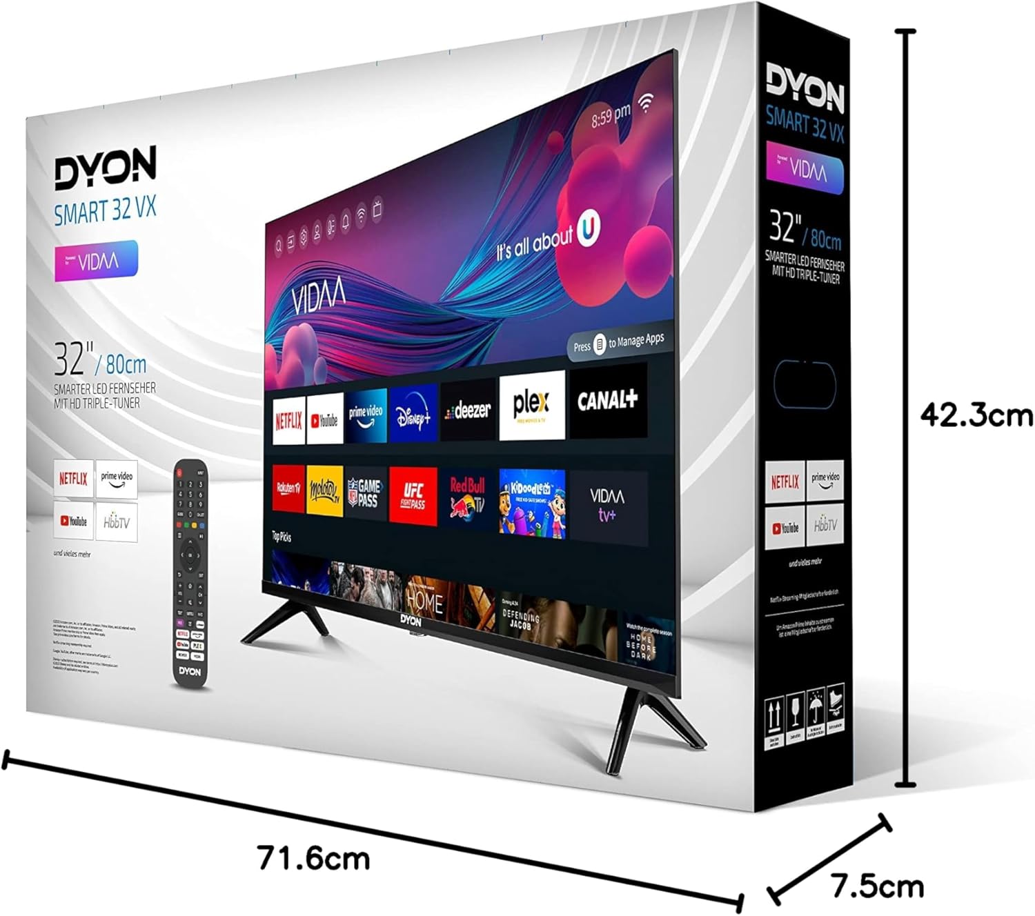 DYON Smart 43 VX – 43 Zoll Full HD Smart TV mit Triple Tuner, App Store & Streaming-Diensten