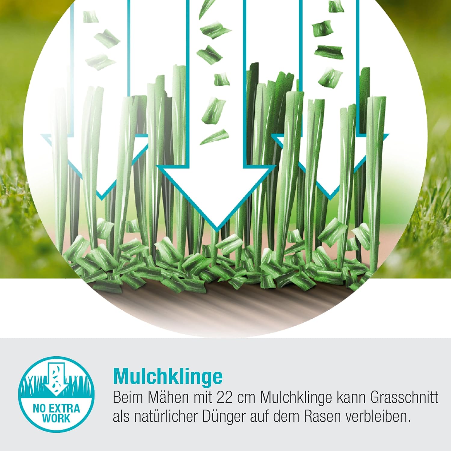 Gardena Akku-Rasenmäher HandyMower 22/18V P4A – Leicht, Effizient & Akku-betrieben für kleine Gärten bis 50 m², Mulchfunktion, Einstellbare Schnitthöhe, Inkl. 18V P4A Akku & Ladegerät