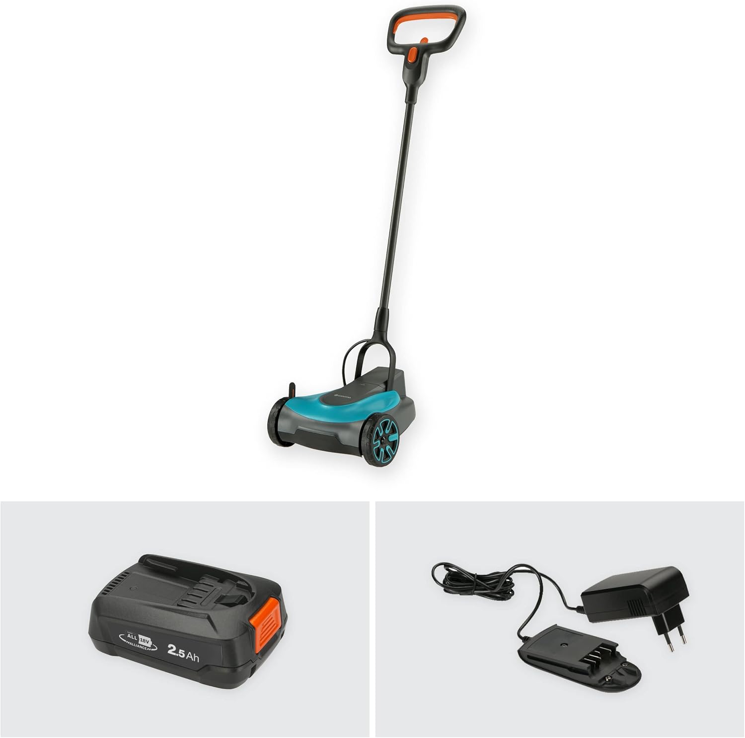 Gardena Akku-Rasenmäher HandyMower 22/18V P4A – Leicht, Effizient & Akku-betrieben für kleine Gärten bis 50 m², Mulchfunktion, Einstellbare Schnitthöhe, Inkl. 18V P4A Akku & Ladegerät