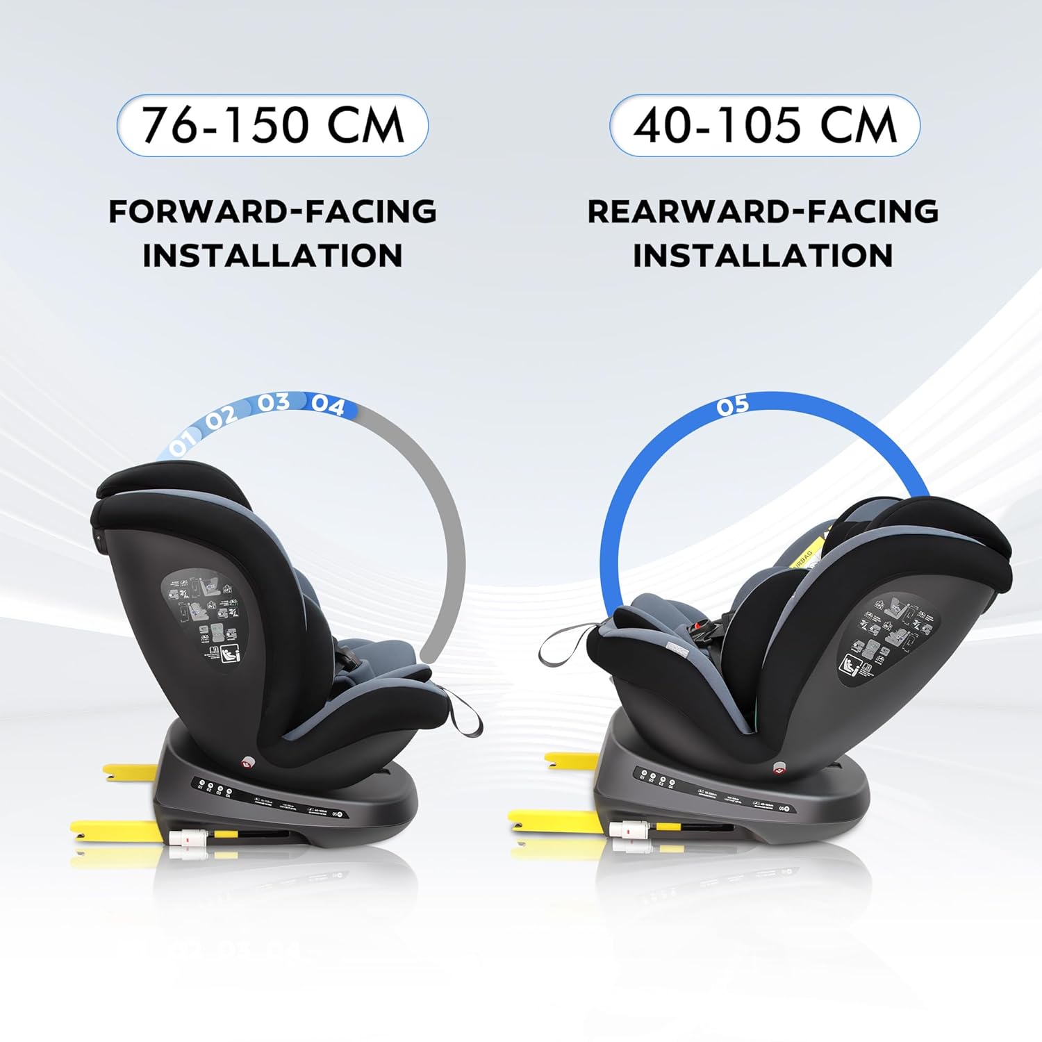 Reecle 360 i-Size – Kindersitz 40-150 cm, ISOFIX, 0-12 Jahre, Reboarder