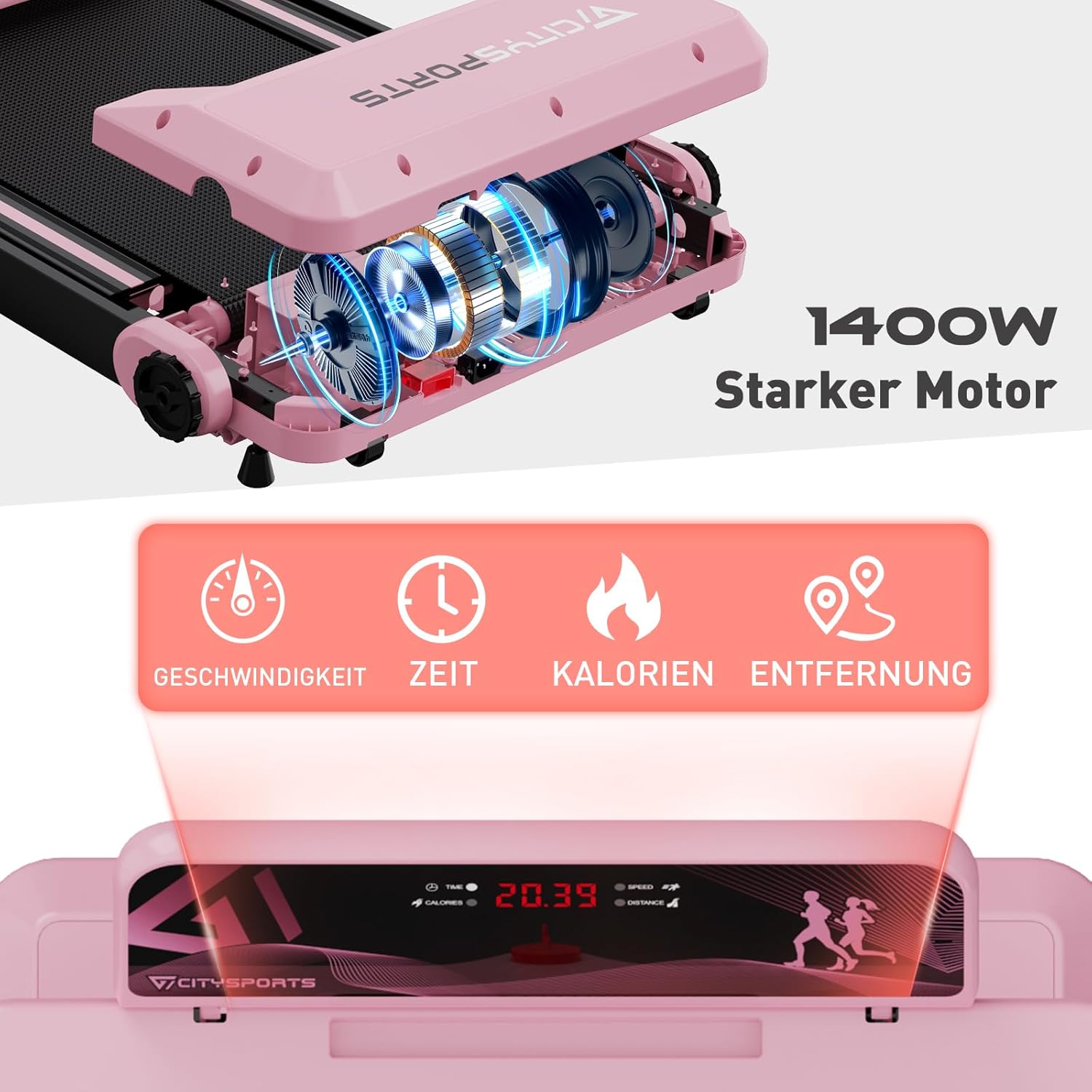 CITYSPORTS Elektrisches Laufband – Faltbar für Zuhause & Büro