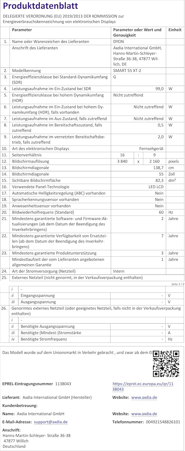 DYON Smart 43 VX – 43 Zoll Full HD Smart TV mit Triple Tuner, App Store & Streaming-Diensten