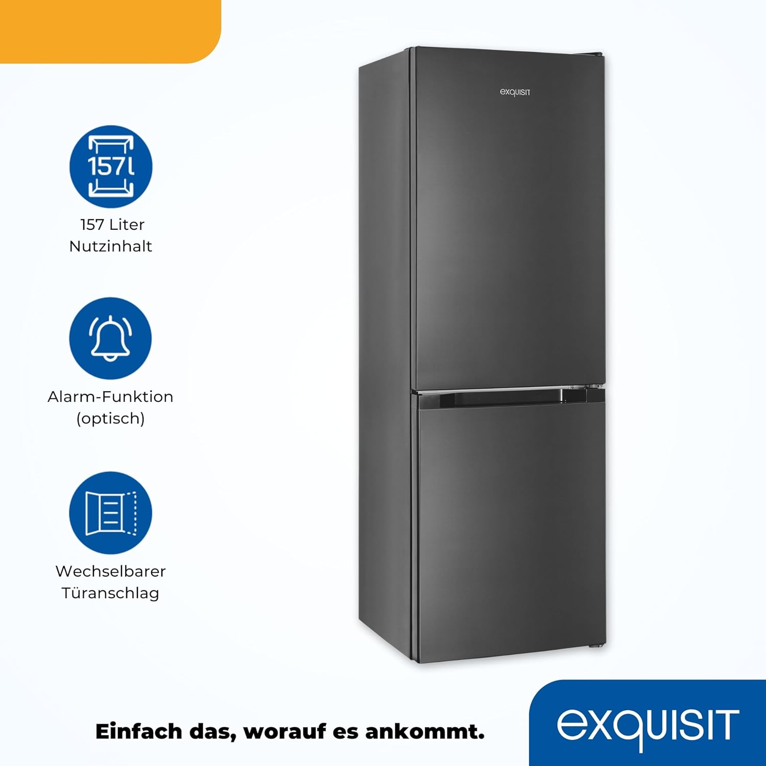 Exquisit Kühl-Gefrierkombination KGC5231-60-E-050C – 157 L, 4-Sterne-Gefrierfach, Alarm-Funktion