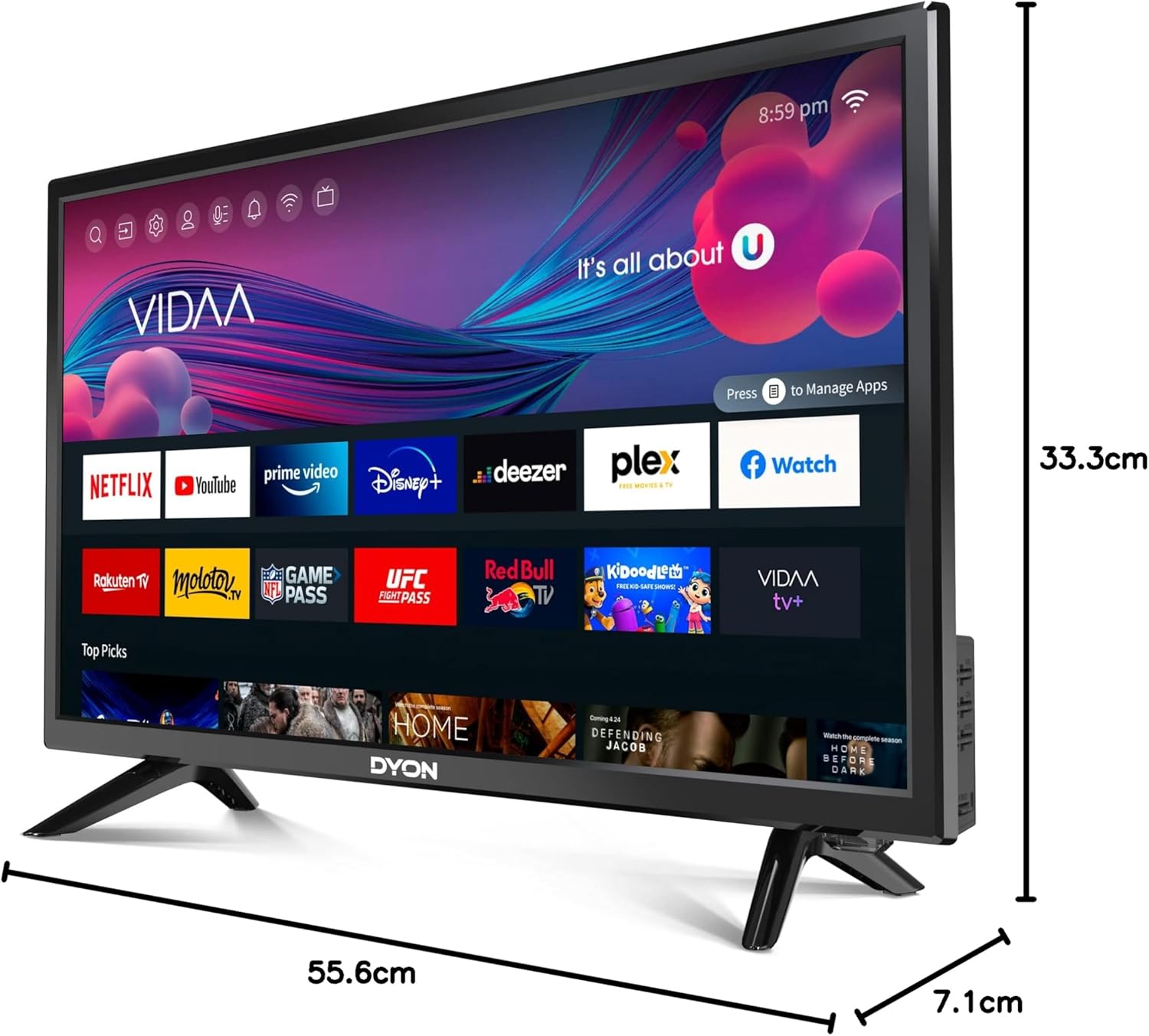 DYON Smart 43 VX – 43 Zoll Full HD Smart TV mit Triple Tuner, App Store & Streaming-Diensten