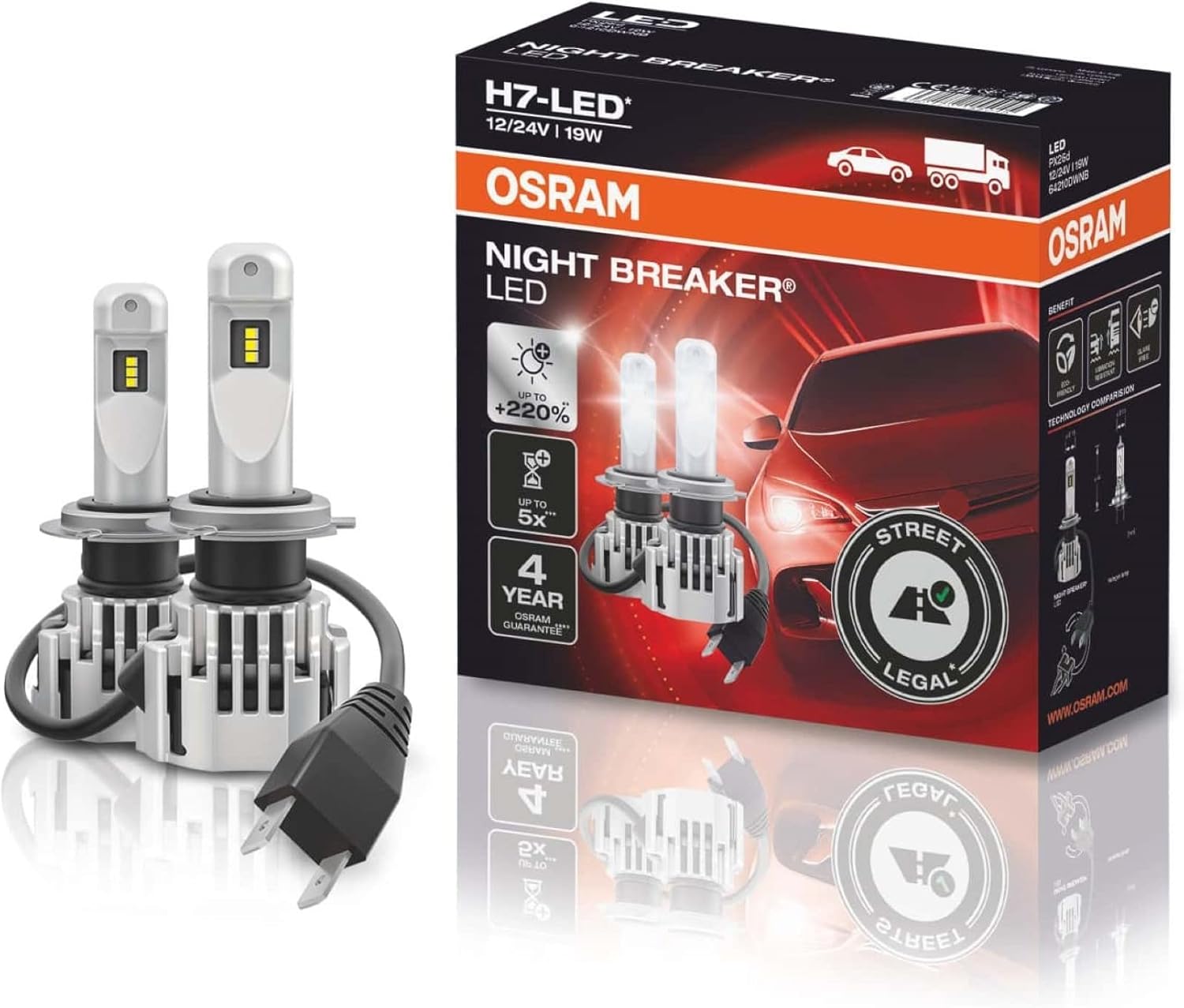 Osram Night Breaker LED Speed H7 – Straßenzugelassene LED Scheinwerferlampe, 6000K, Plug & Play