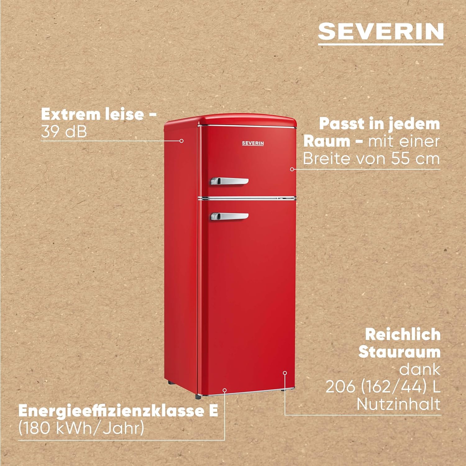 SEVERIN RKG 8933 – Kühl-/Gefrierkombination, 206 L, platzsparend, creme