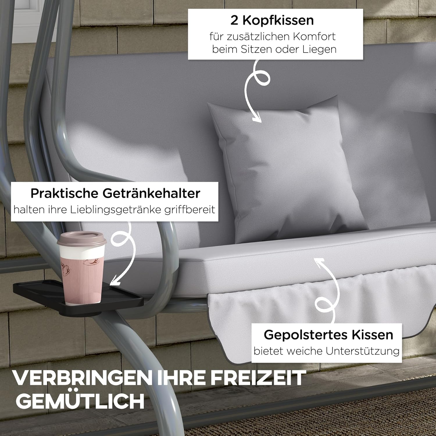 Outsunny Hollywood 3-Sitzer Gartenschaukel