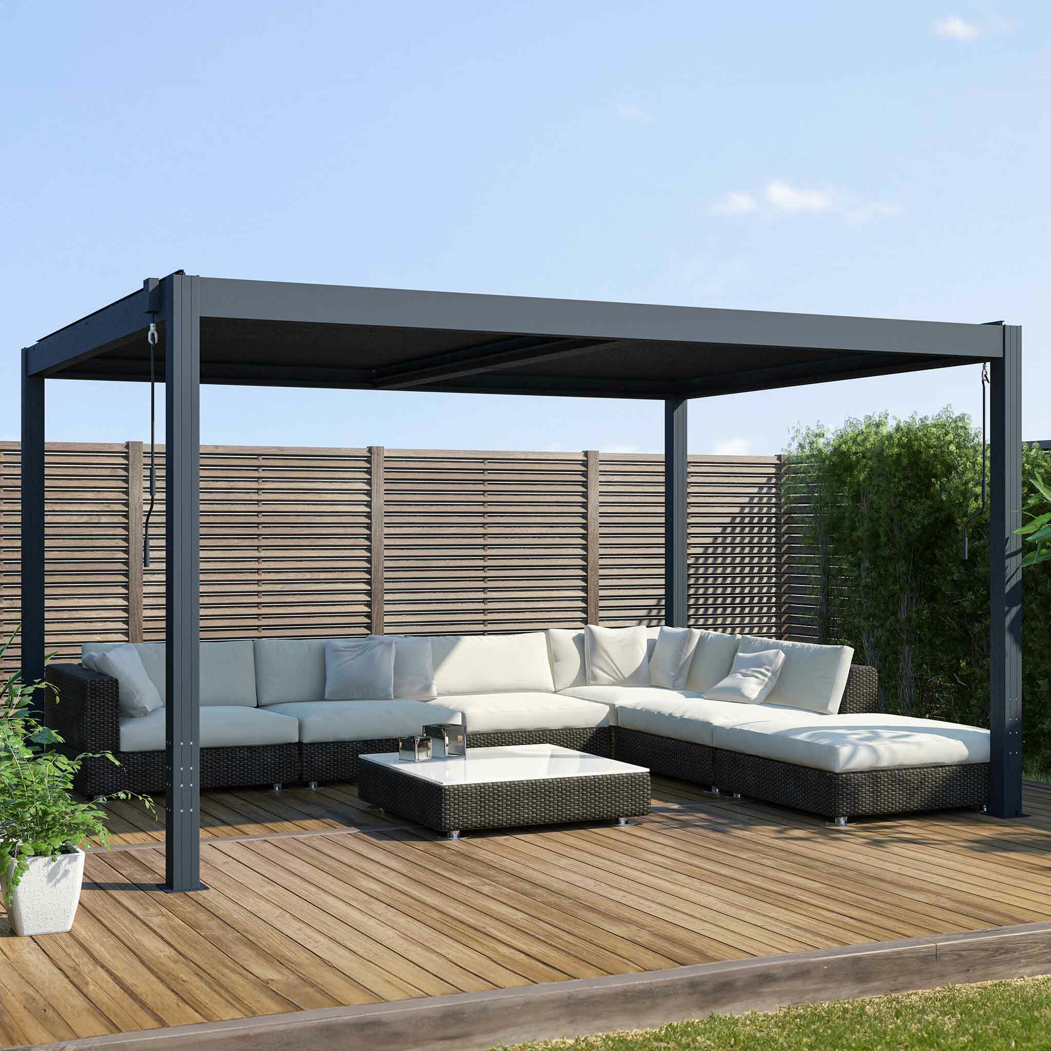 Fornorth Pergola Lounge 4x3m – Aluminium & Stahl, wetterbeständig, modernes Design