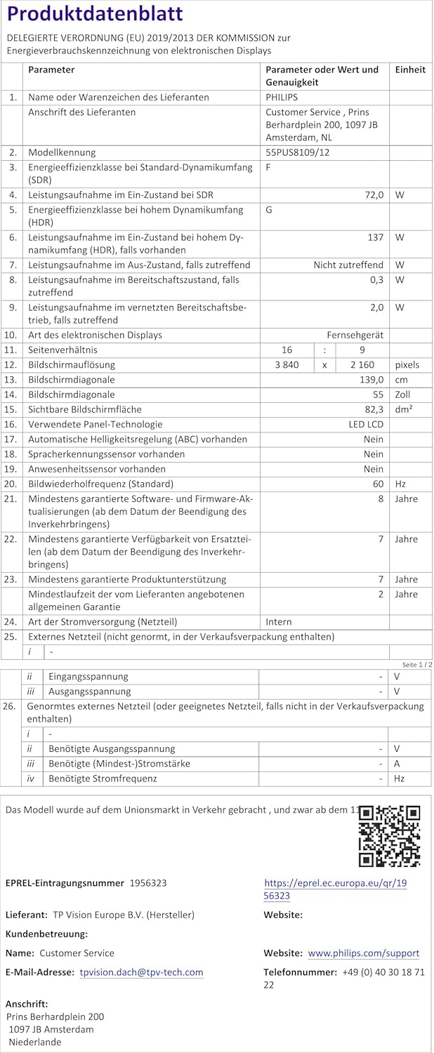 Philips Ambilight 43PUS8109 – 43 Zoll 4K LED Smart TV mit Titan OS & Dolby Atmos