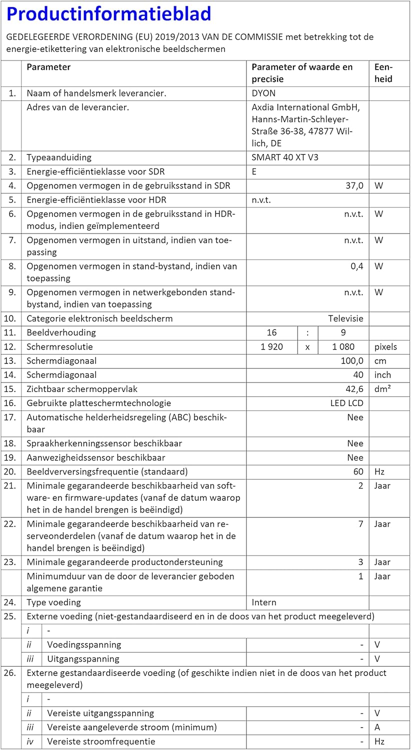 DYON Smart 43 VX – 43 Zoll Full HD Smart TV mit Triple Tuner, App Store & Streaming-Diensten