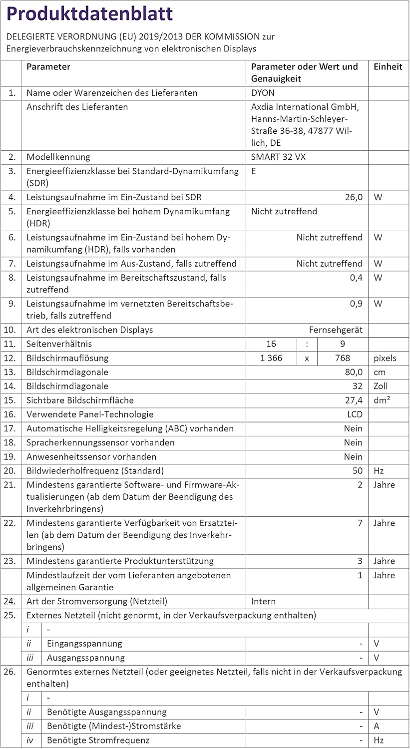 DYON Smart 43 VX – 43 Zoll Full HD Smart TV mit Triple Tuner, App Store & Streaming-Diensten