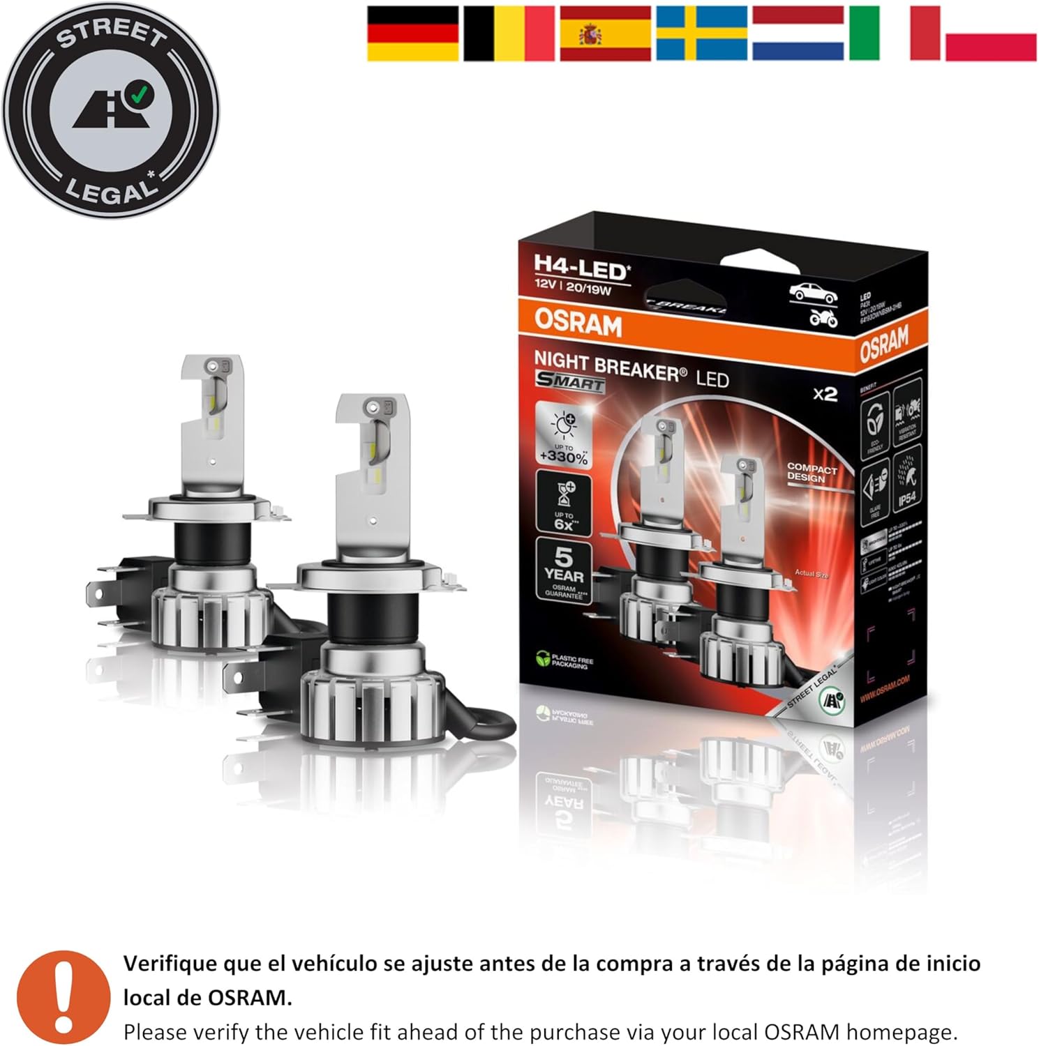 Osram Night Breaker LED Speed H7 – Straßenzugelassene LED Scheinwerferlampe, 6000K, Plug & Play