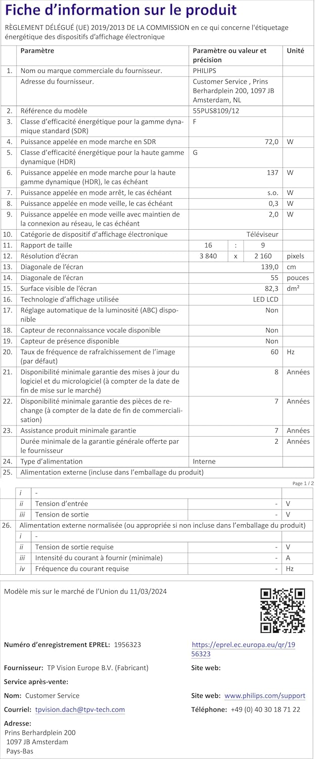 Philips Ambilight 43PUS8109 – 43 Zoll 4K LED Smart TV mit Titan OS & Dolby Atmos