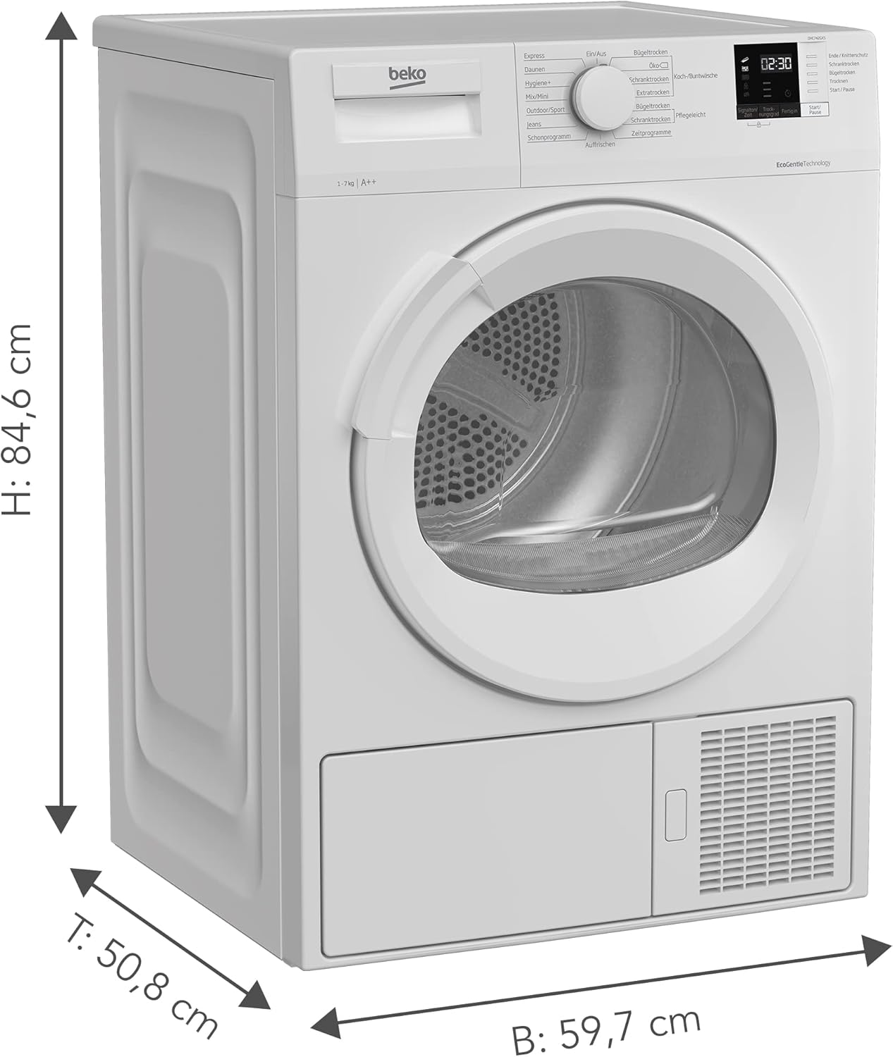 Beko DHC742GXS – 7 kg Beladung, Wärmepumpentechnologie, 15 Programme