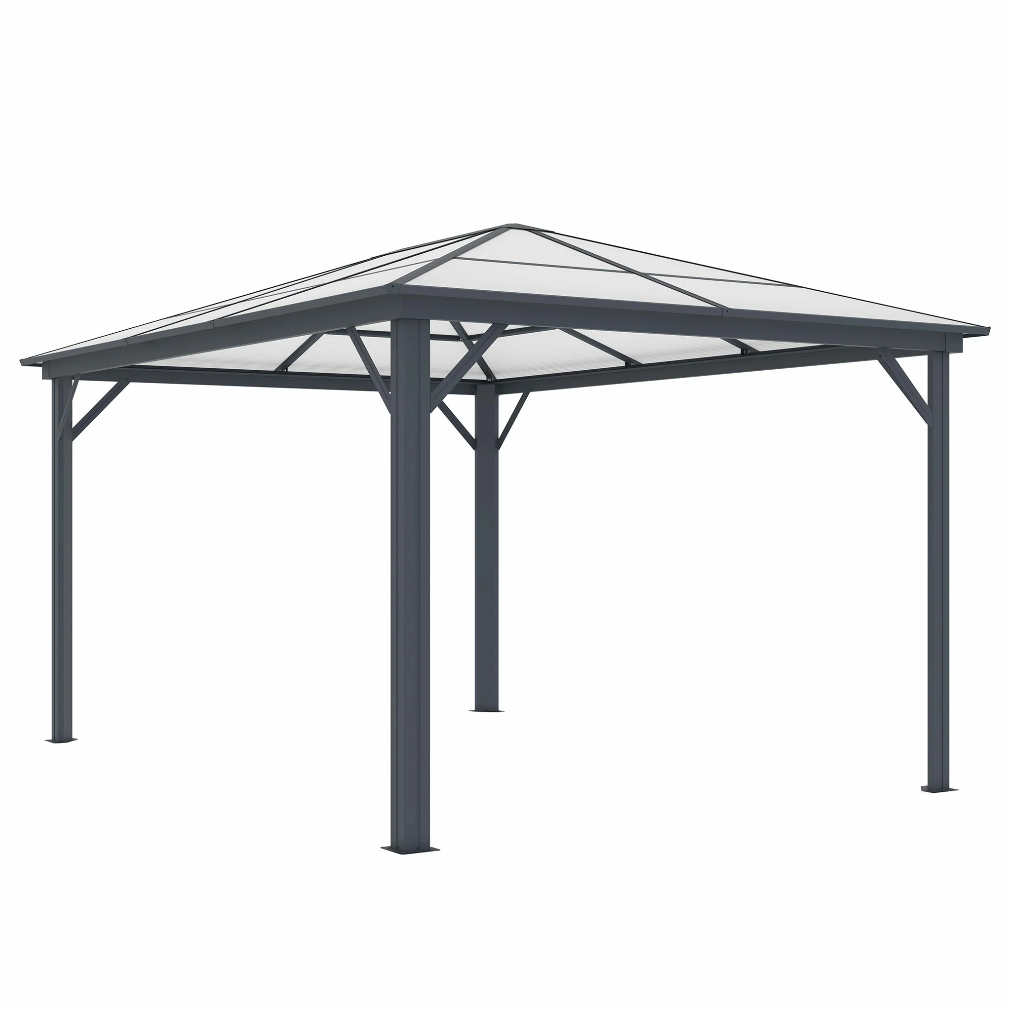 Fornorth Gartenpavillon 300x395x251 cm – Aluminium & PC, Verstellbares Lamellendach, Wetterbeständig