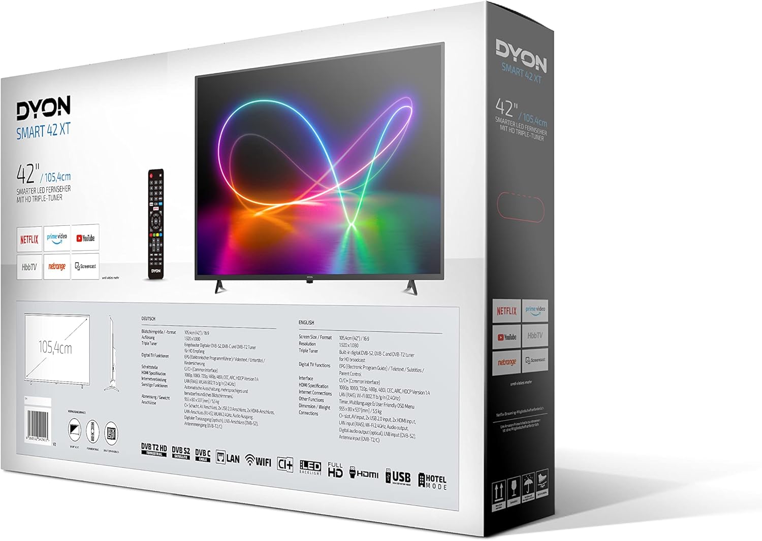 DYON Smart 43 VX – 43 Zoll Full HD Smart TV mit Triple Tuner, App Store & Streaming-Diensten