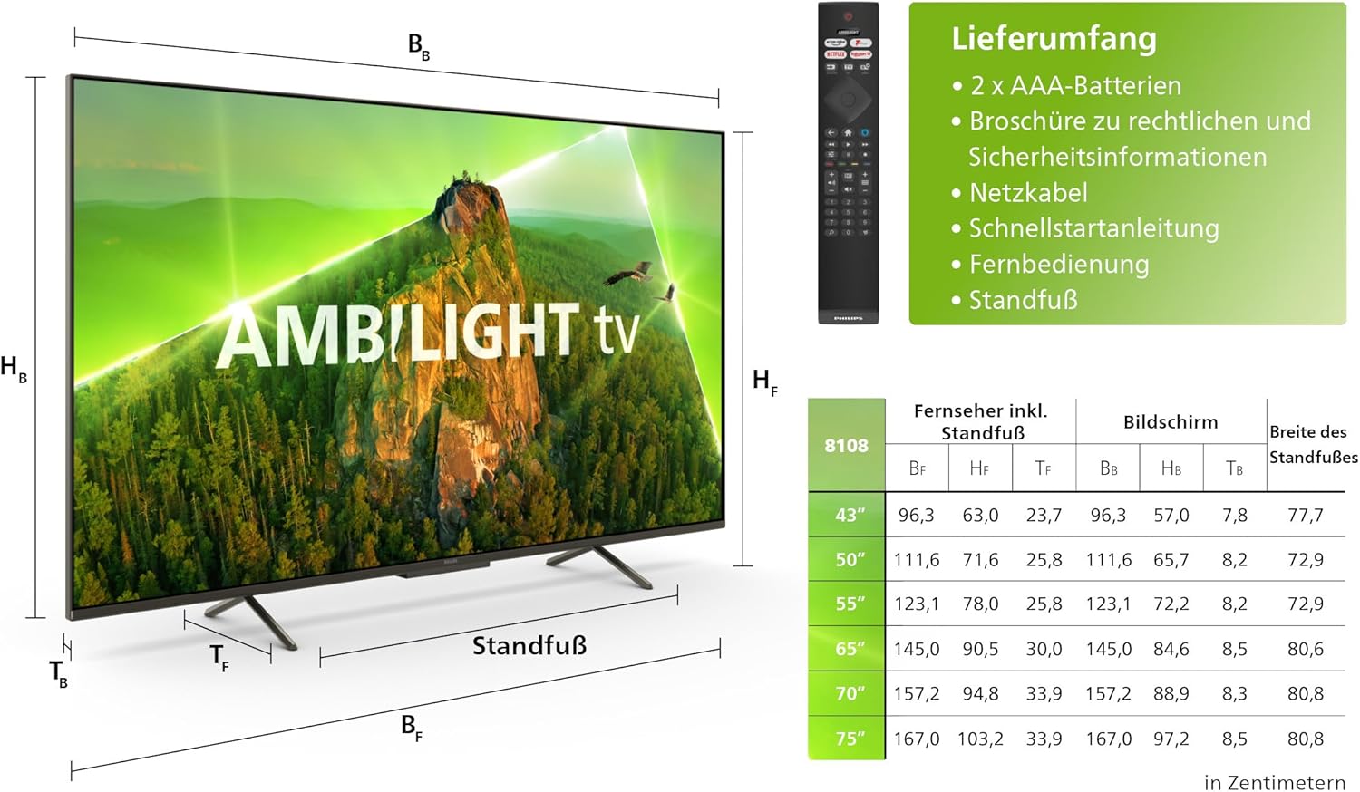 Philips Ambilight 43PUS8109 – 43 Zoll 4K LED Smart TV mit Titan OS & Dolby Atmos