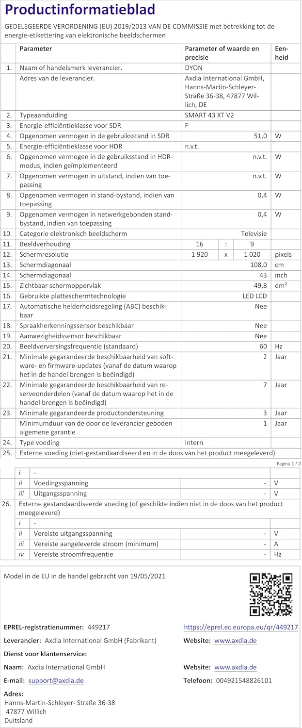 DYON Smart 43 VX – 43 Zoll Full HD Smart TV mit Triple Tuner, App Store & Streaming-Diensten