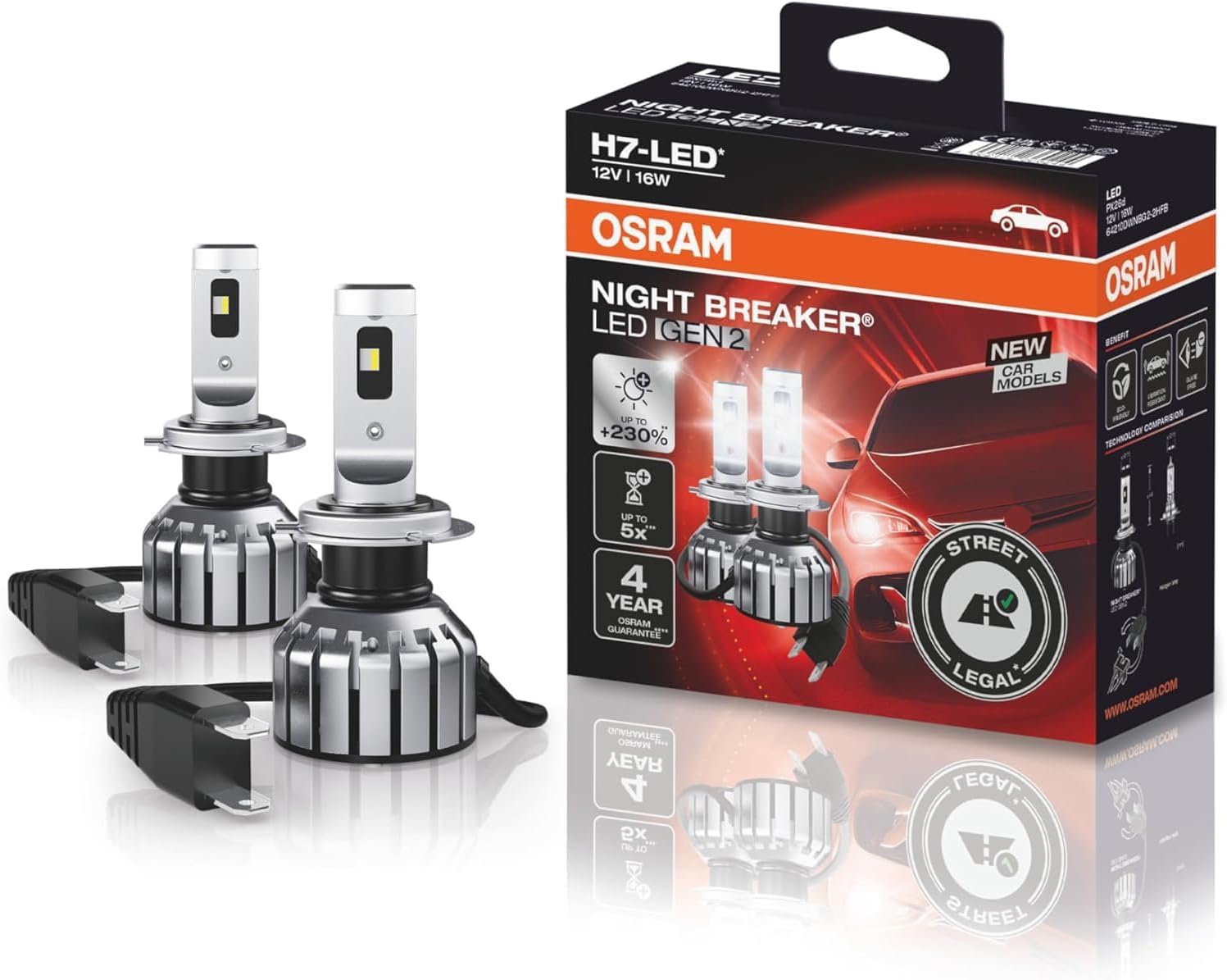 Osram Night Breaker LED Speed H7 – Straßenzugelassene LED Scheinwerferlampe, 6000K, Plug & Play