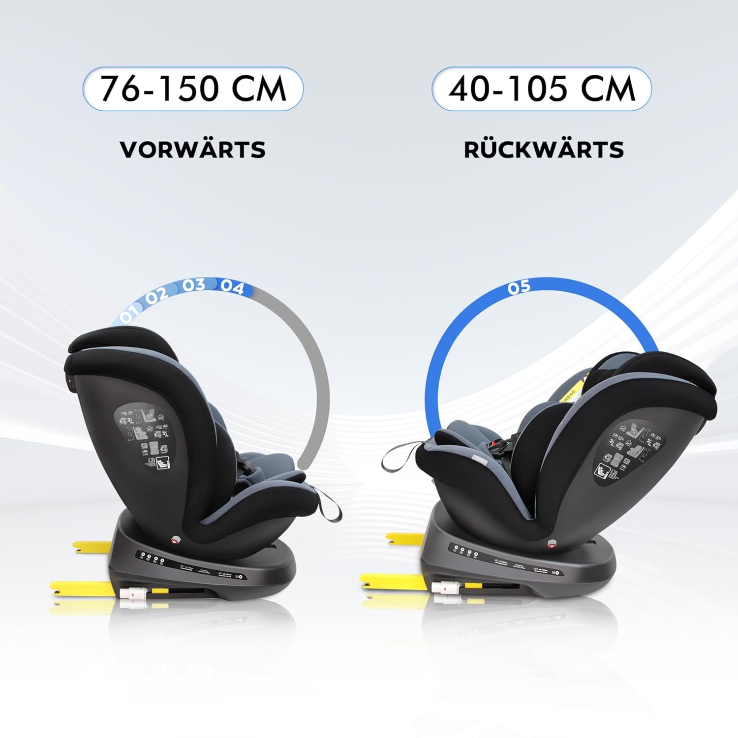 Reecle 360 i-Size – Kindersitz 40-150 cm, ISOFIX, 0-12 Jahre, Reboarder