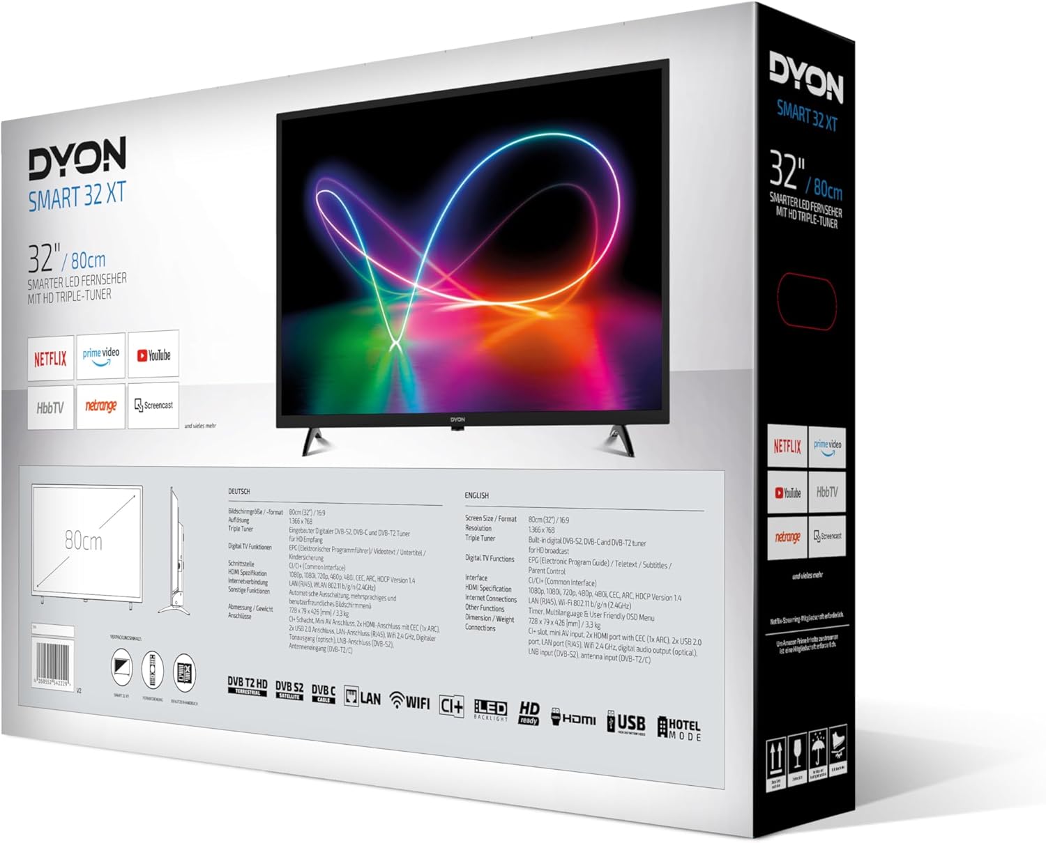 DYON Smart 43 VX – 43 Zoll Full HD Smart TV mit Triple Tuner, App Store & Streaming-Diensten