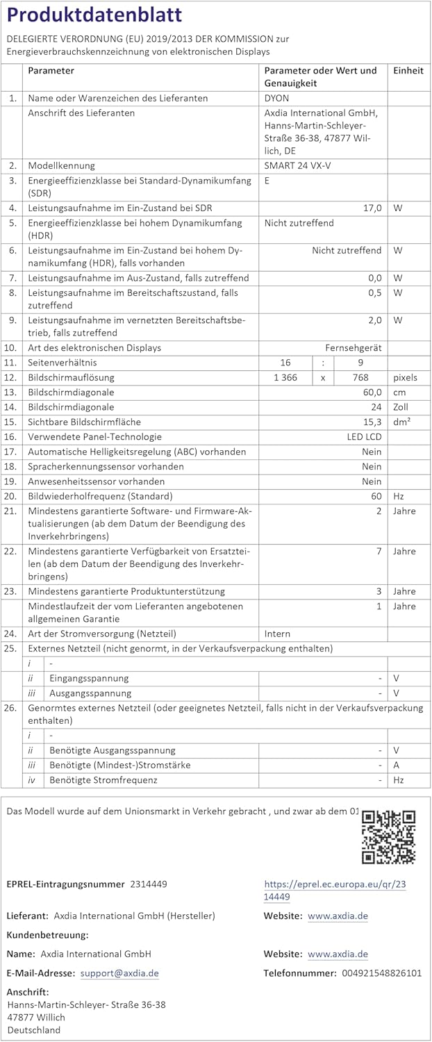 DYON Smart 43 VX – 43 Zoll Full HD Smart TV mit Triple Tuner, App Store & Streaming-Diensten
