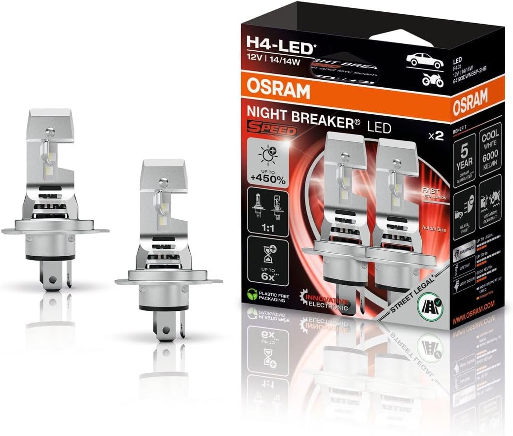 Osram Night Breaker LED Speed H7 – Straßenzugelassene LED Scheinwerferlampe, 6000K, Plug & Play