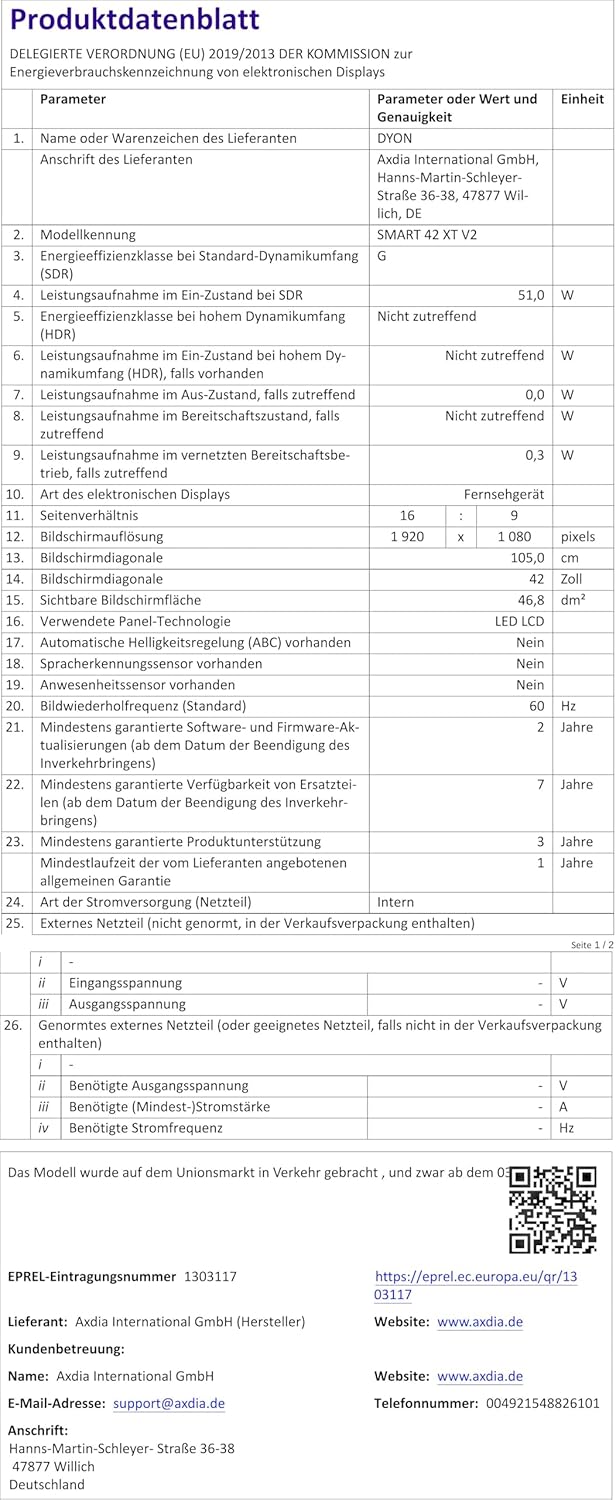 DYON Smart 43 VX – 43 Zoll Full HD Smart TV mit Triple Tuner, App Store & Streaming-Diensten