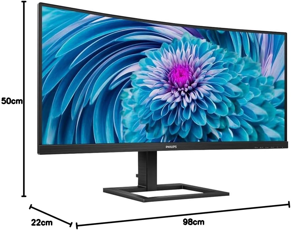 Philips 346E2CUAE – 34 Zoll Curved USB-C Monitor mit WQHD, Ambitler UltraWide & MultiView