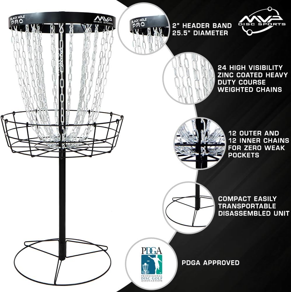 MVP Black Hole Pro 24-Chain Disc Golf Korb – Tragbar & Profi-Standard