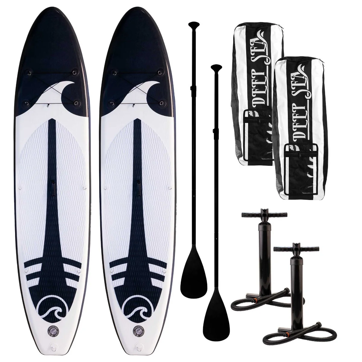 Deep Sea 2er SUP Board Set XXL 330cm – Aufblasbar, Tragkraft 130kg, Komplett mit Zubehör