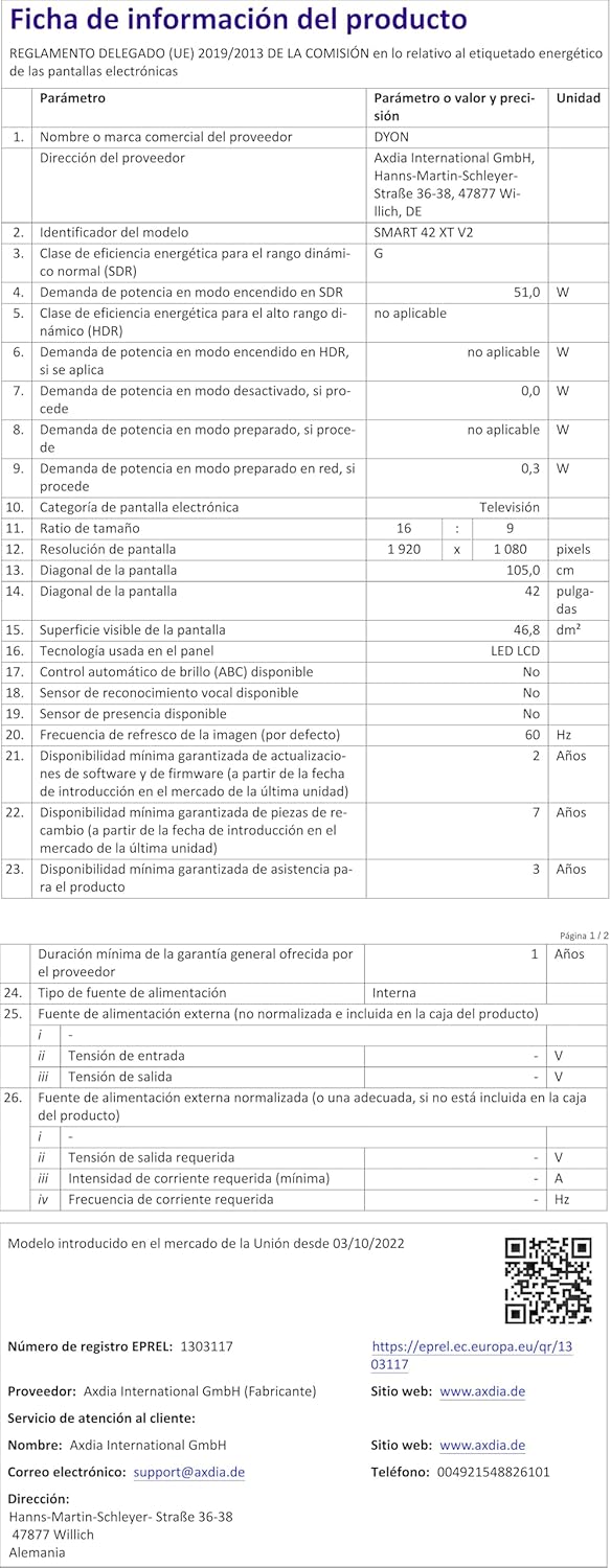 DYON Smart 43 VX – 43 Zoll Full HD Smart TV mit Triple Tuner, App Store & Streaming-Diensten